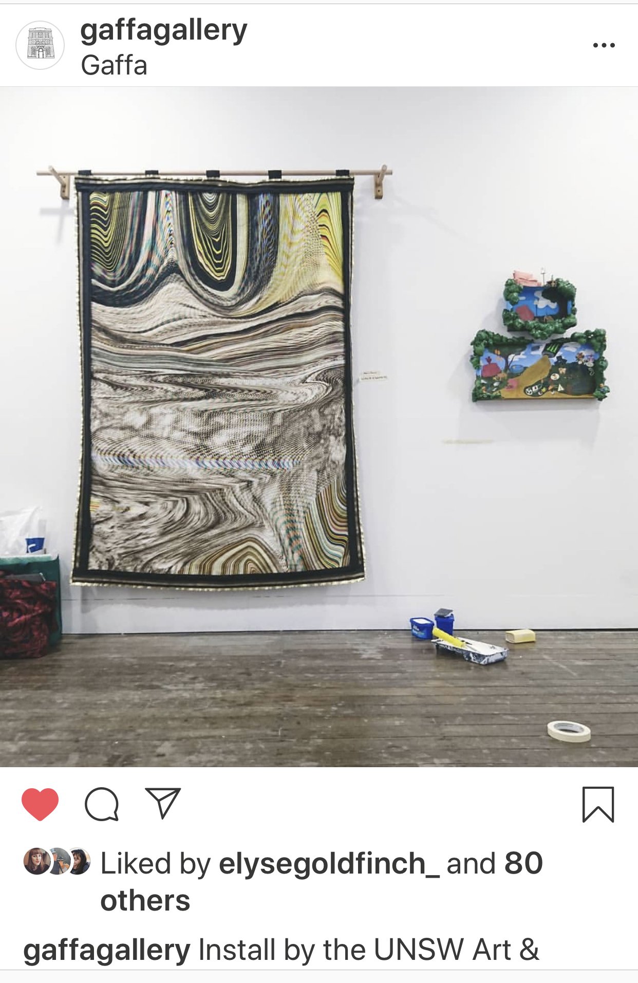 Installation progress shot via Instagram for Gaffa Gallery, 2019