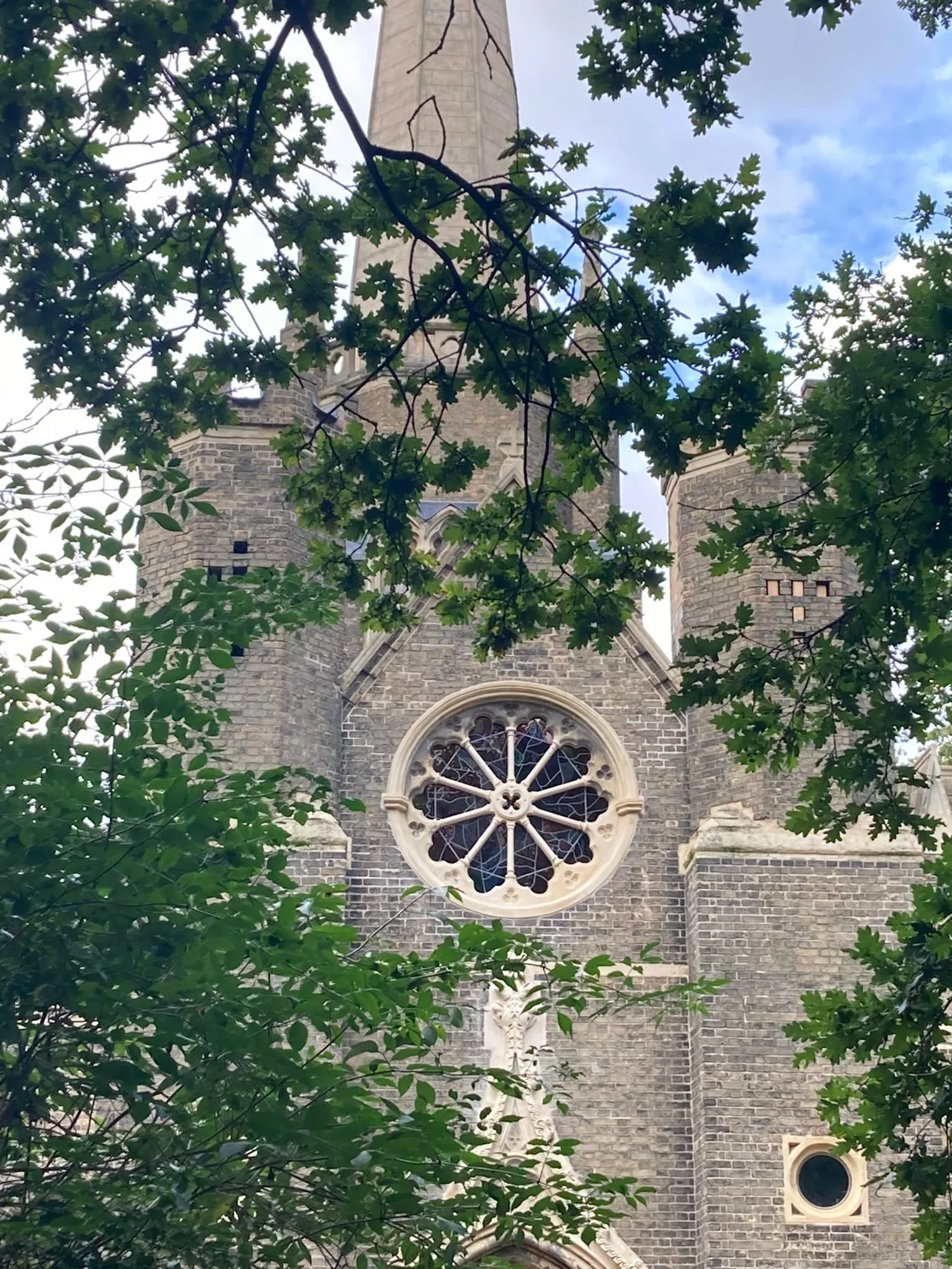 View of the chapel through the trees