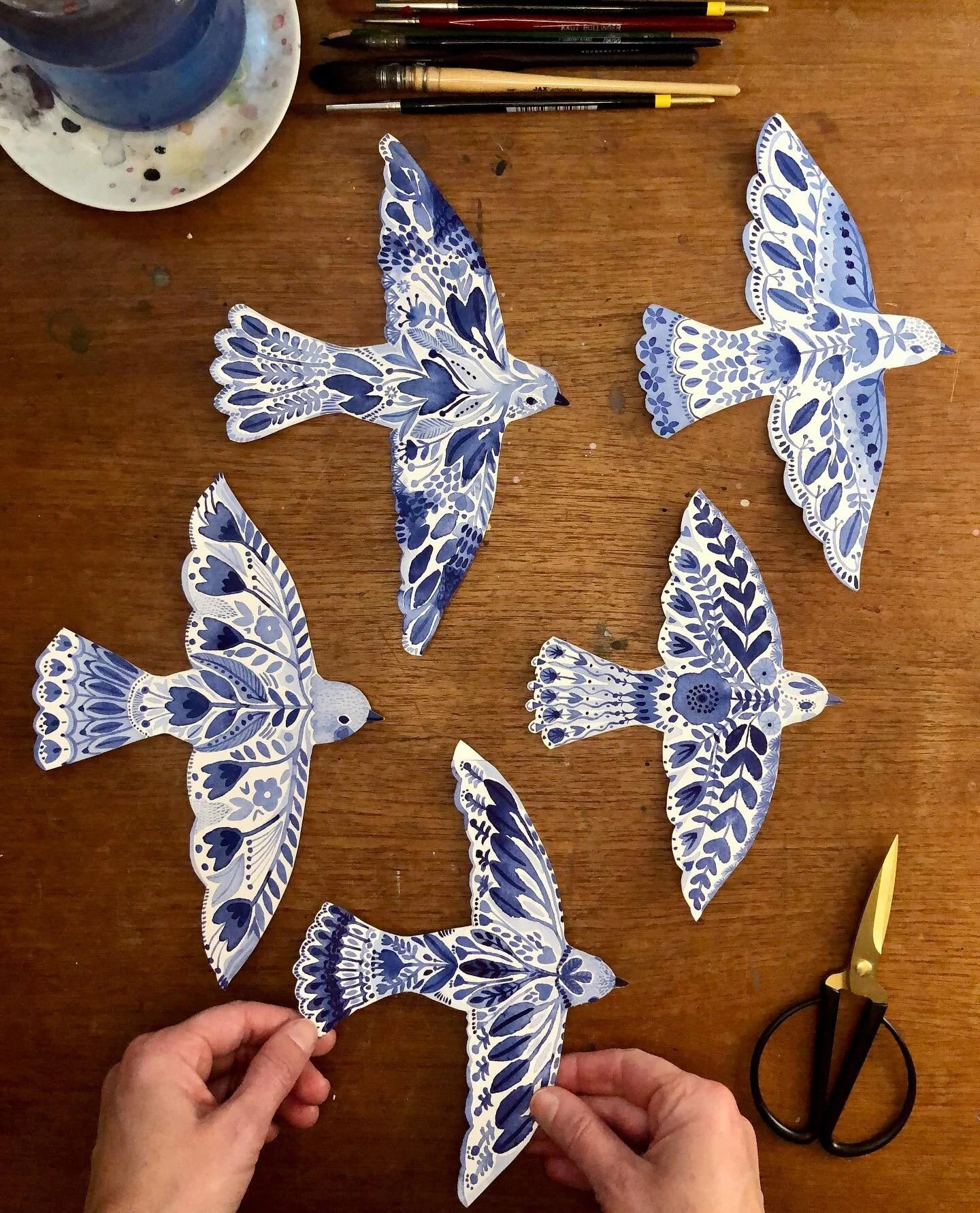 Tonight I cut out all the birds. My head is filled with so many ideas of where to go with this. I’m curious: what do you think they’ll be? Let me know in the comments!
More tomorrow with daylight and fresh energy!
#watercolorbirds #bird