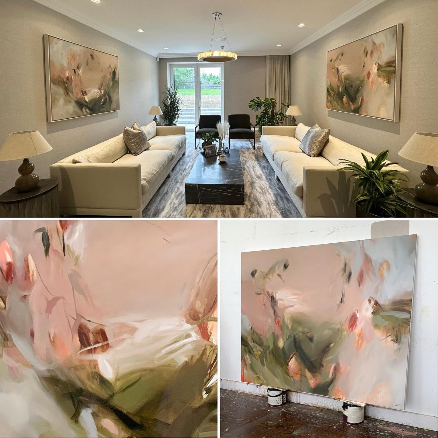 A pair of commissions (each measuring 140x110cm) sitting pretty in their forever home 🤍