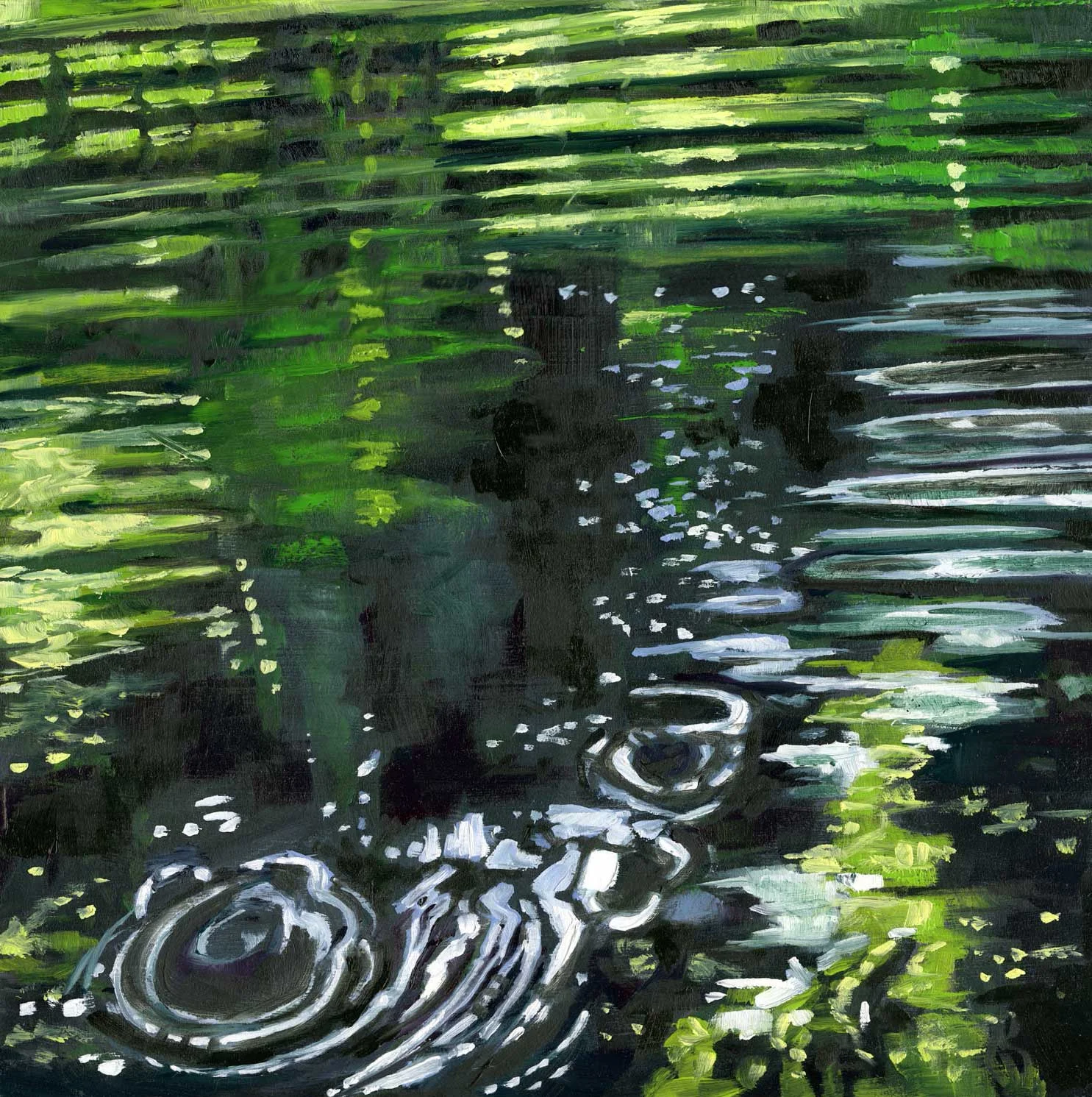 Green Above & Below | Water Series | 10" x 10" | Oil on Panel