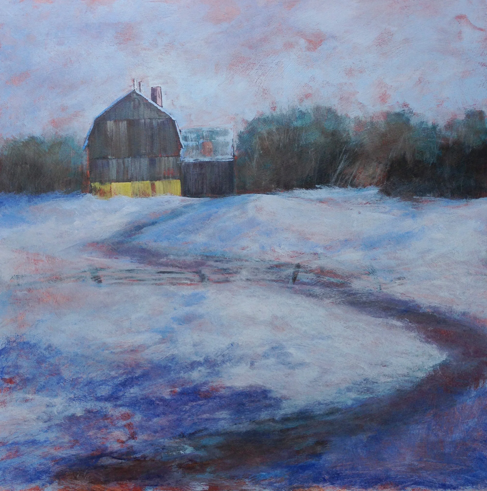 Blue Time with Barn | 20x20 | Acrylic on Board | Sold
