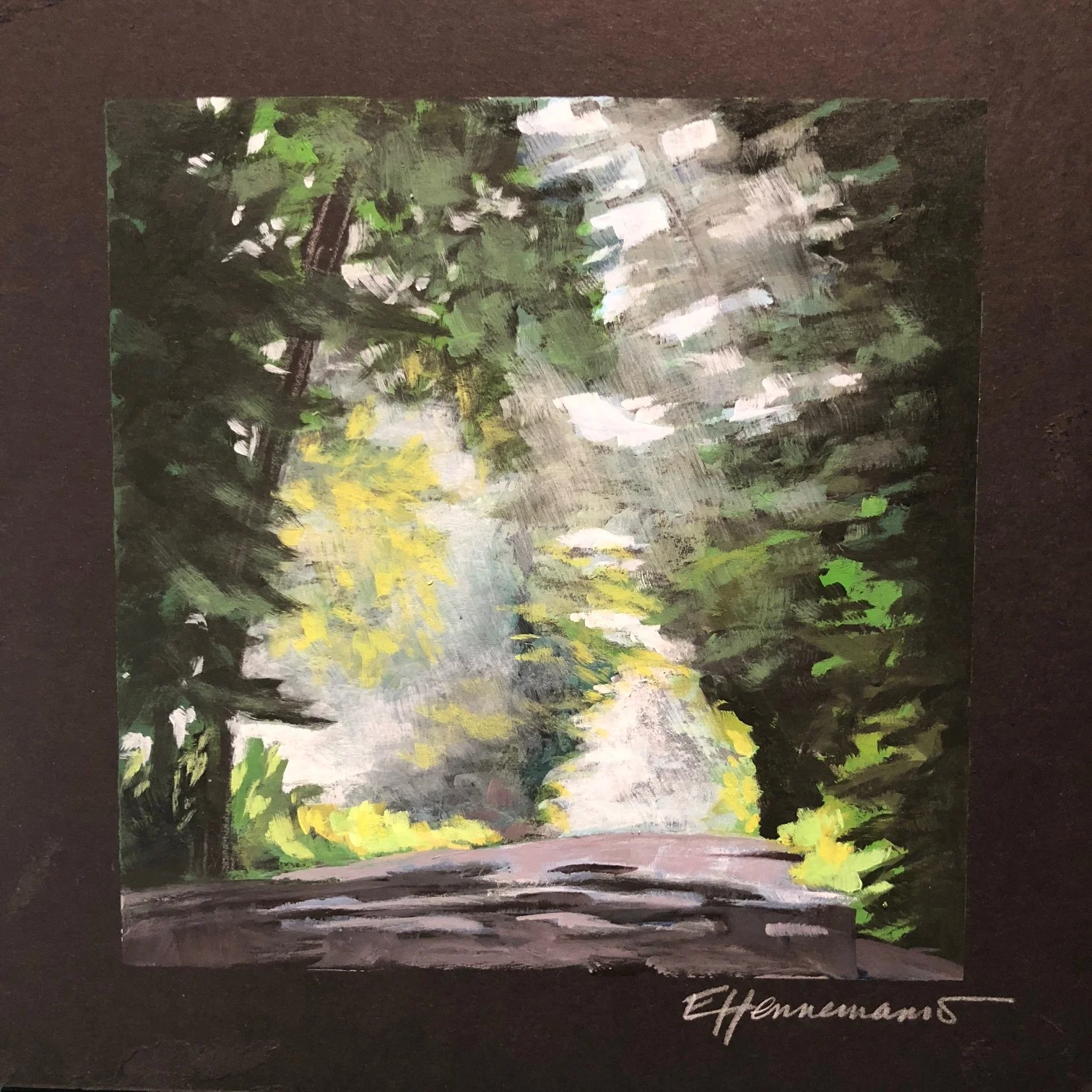 Morning Mist Burning Off | 6x6 | Acrylic on Blackboard | NFS