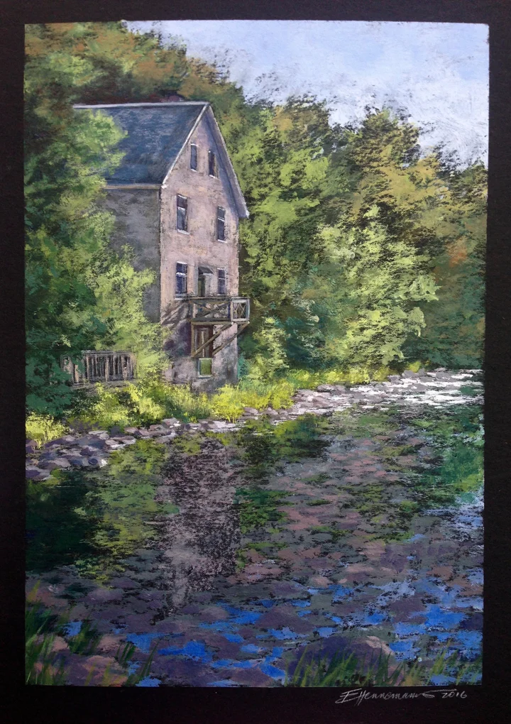 Mill of Kintail | 9x12 | Acrylic on Blackboard | Sold