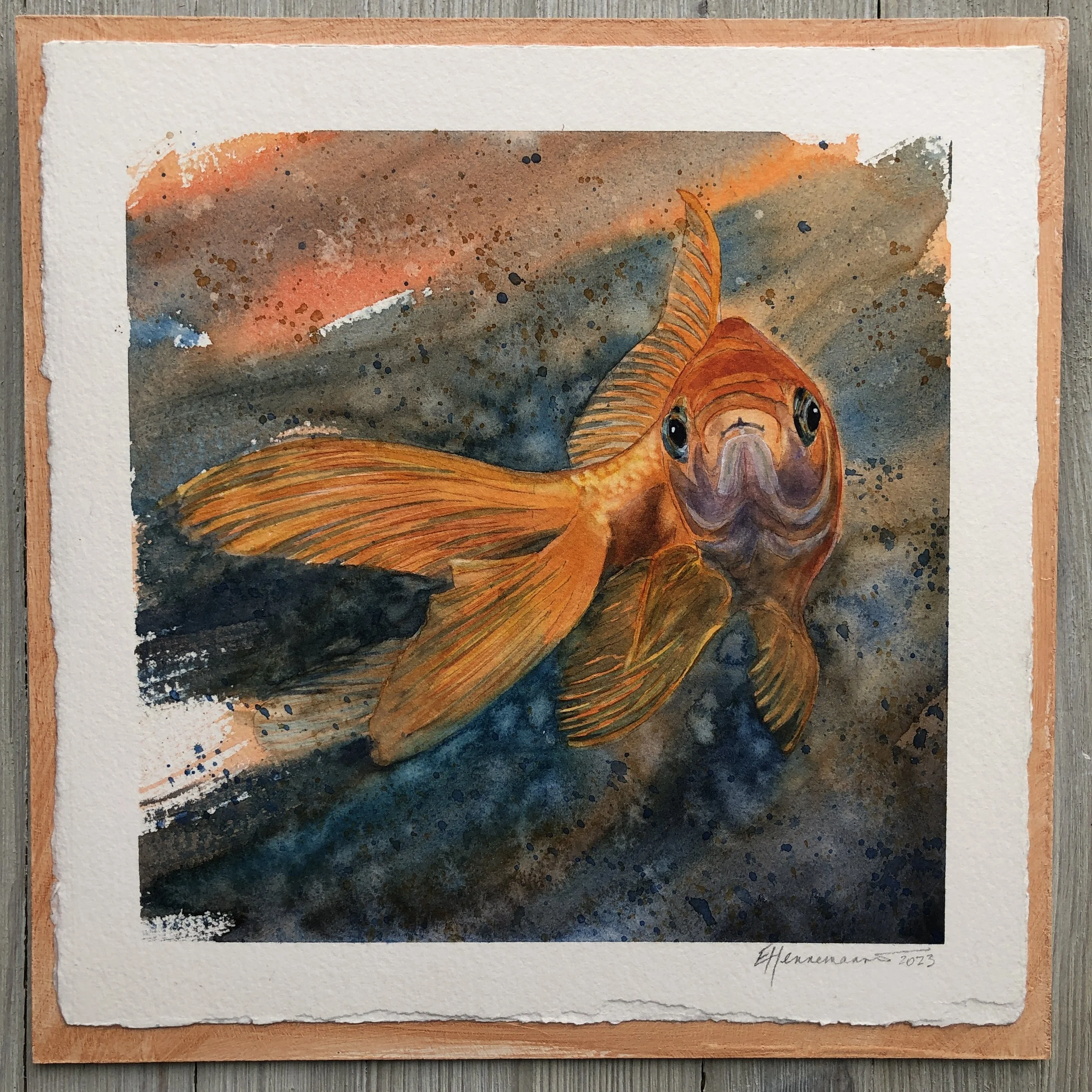 Goldfish with Attitude • 11.25" x 11.25" • Watercolour • 300lb Arches on ¼” Hardboard • Varnished • SOLD