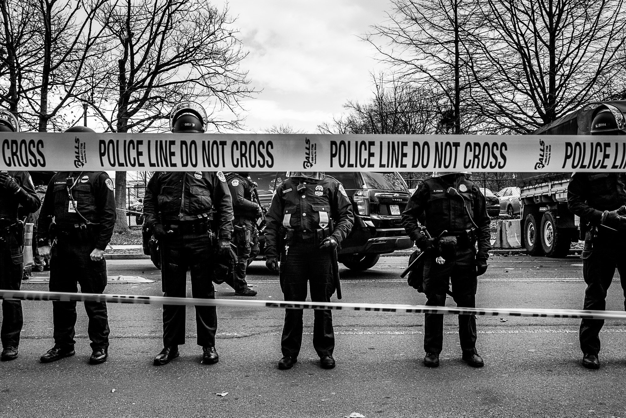  Police line on north side of the Capitol Building during Joe Biden’s Inauguration. 