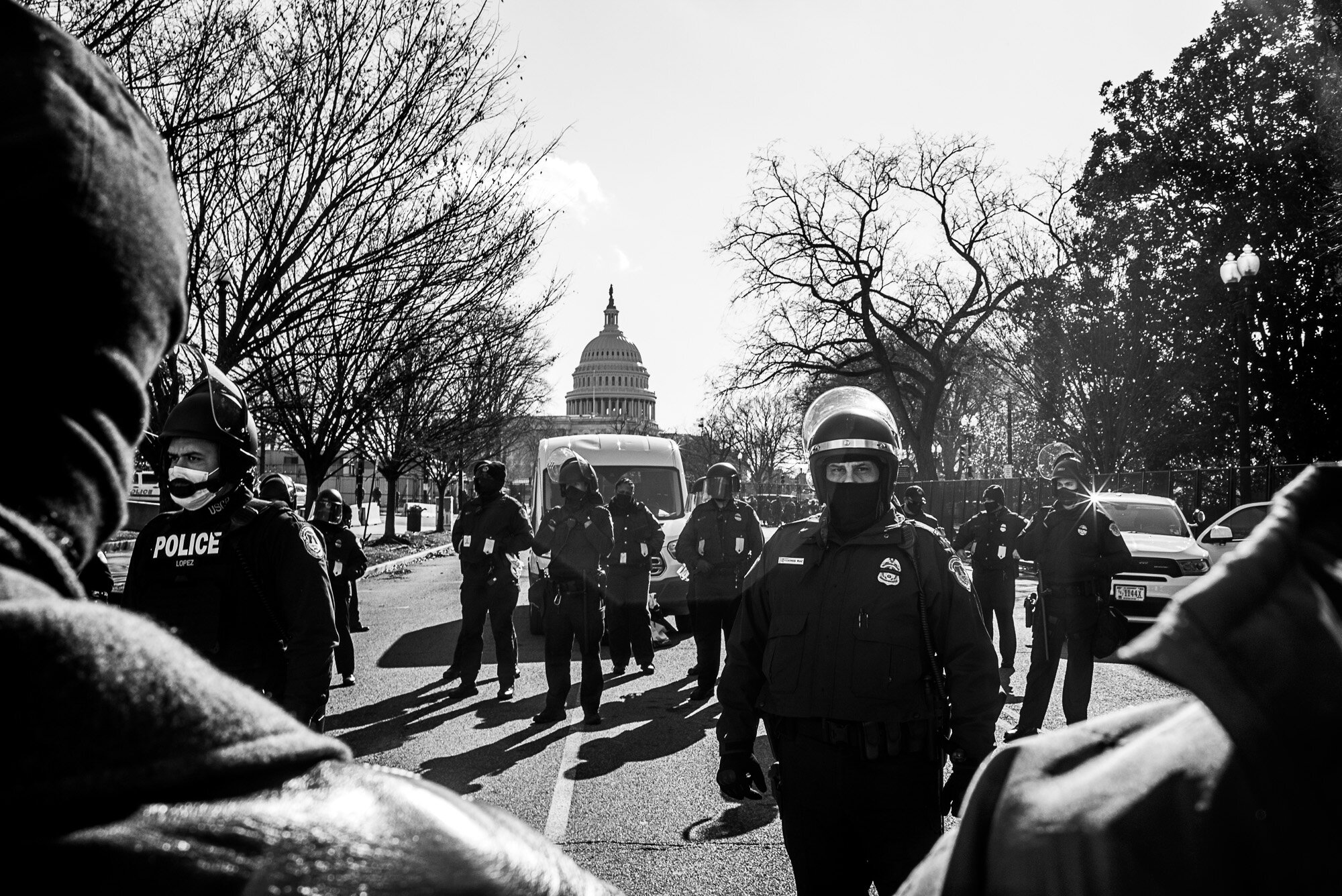  Police block road on the north side of the Capitol Building during Joe Biden’s Inauguration. 