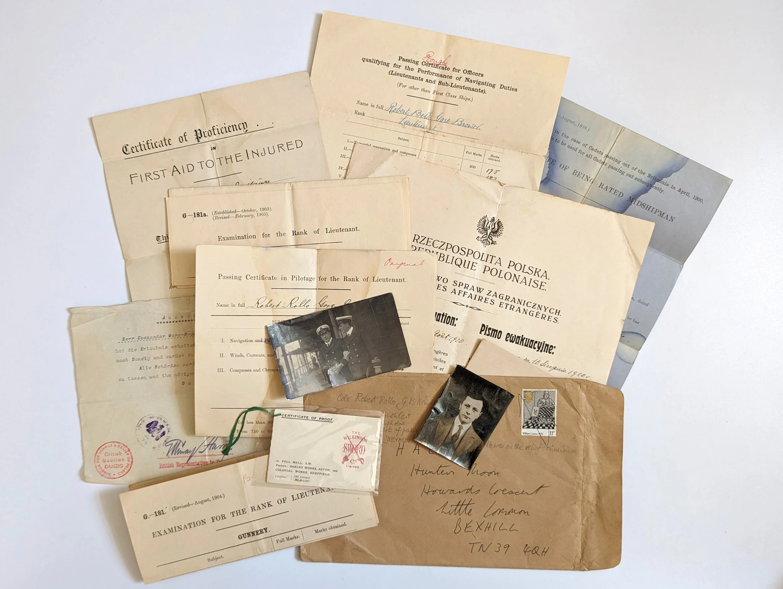 Rare WWI-Era Royal Navy Ephemera: Commander Robert Rollo Gore Browne, Wilkinson Sword-Related