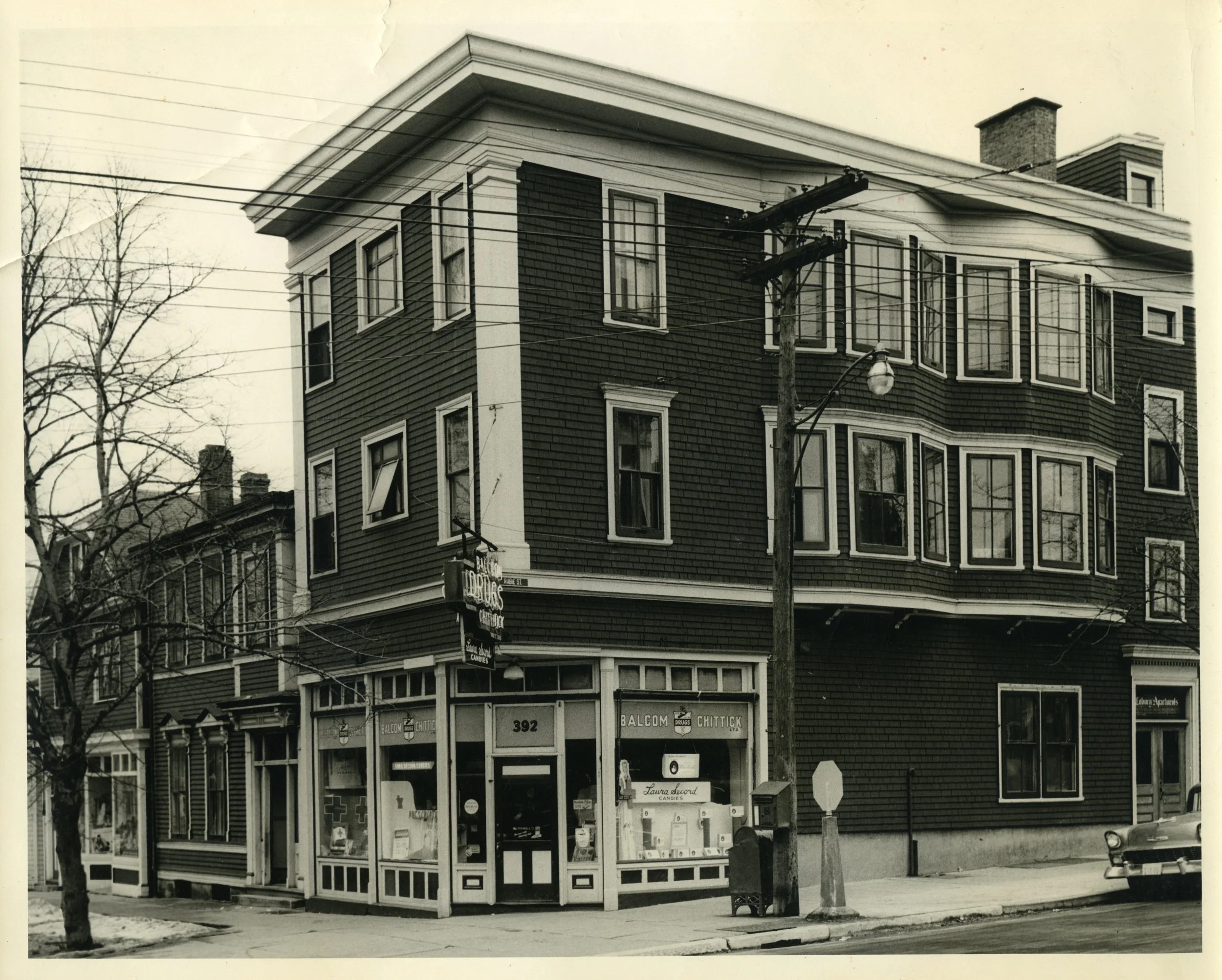 The Coburg Apartments at the corner of Spring Garden Road and Robie Street in the 1950s or early 60s.
