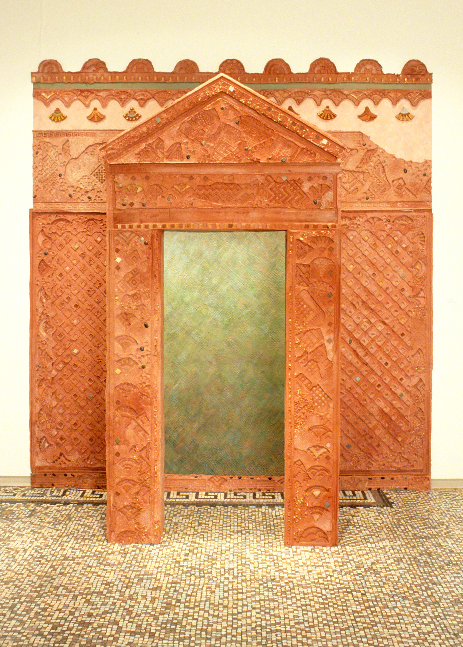   Door to the Secret , 1998 artist cast and pigmented abaca/cotton, clay, acrylic paint, &nbsp; 100” H x 106” W x 30” D 