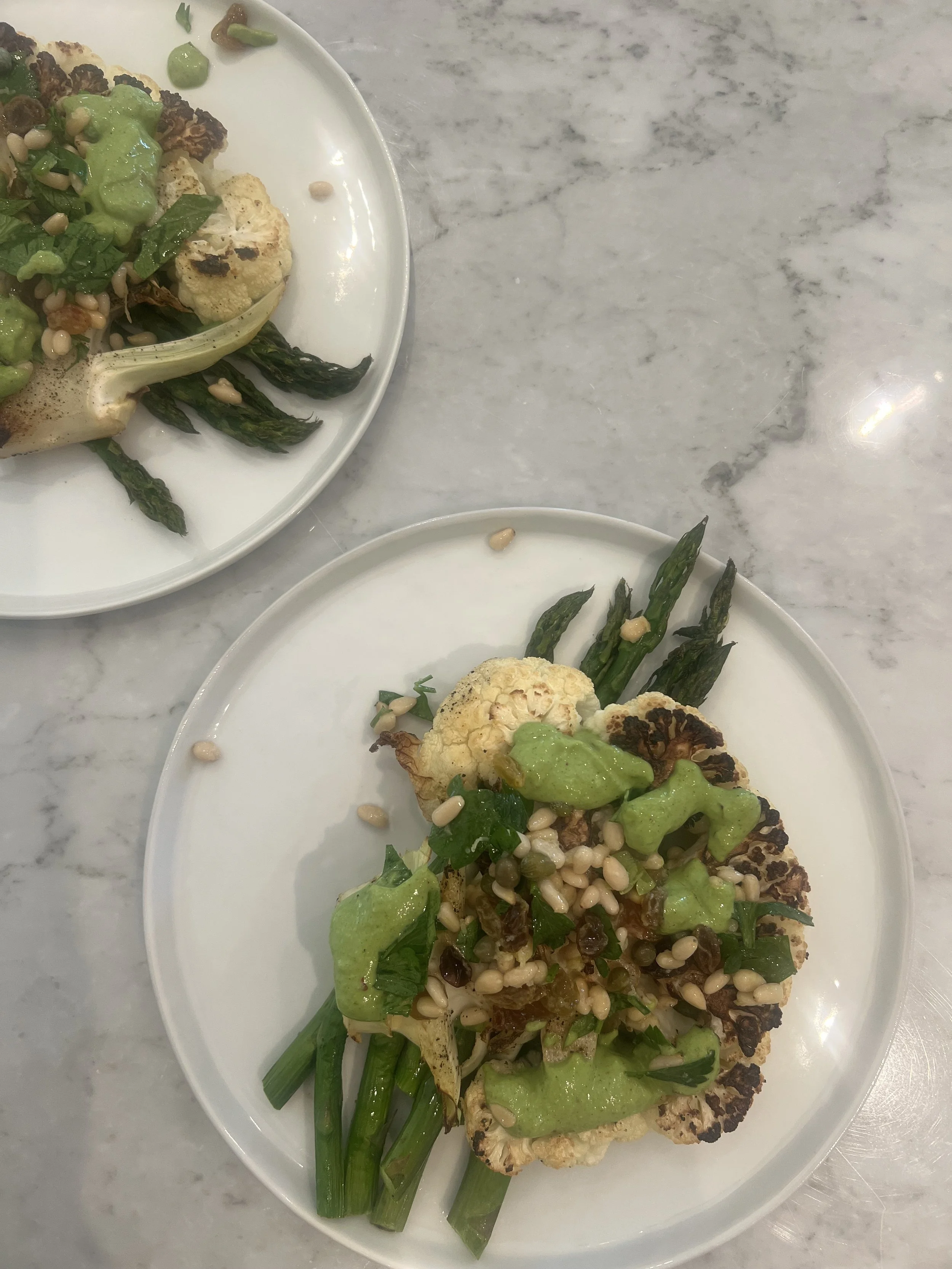 Roasted Cauliflower Steaks with Arugula Pesto