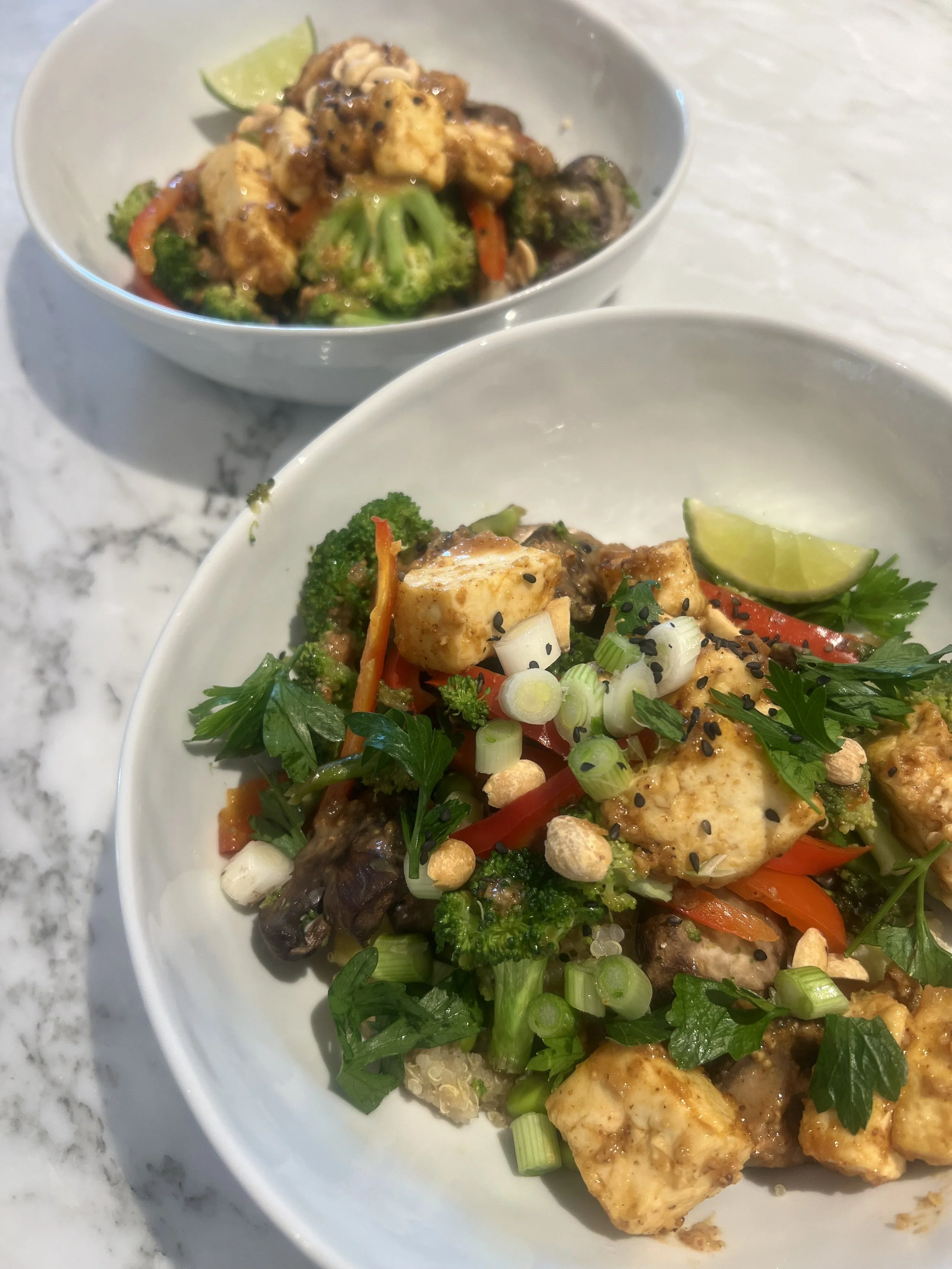 Tofu-Veggie-Peanut Bowl