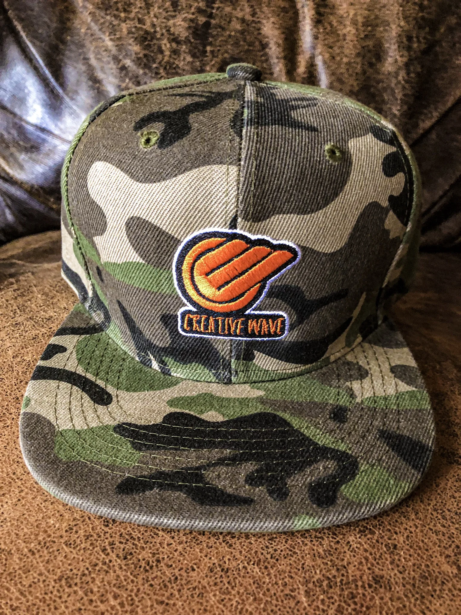 Camo/White/Black/Orange Cap