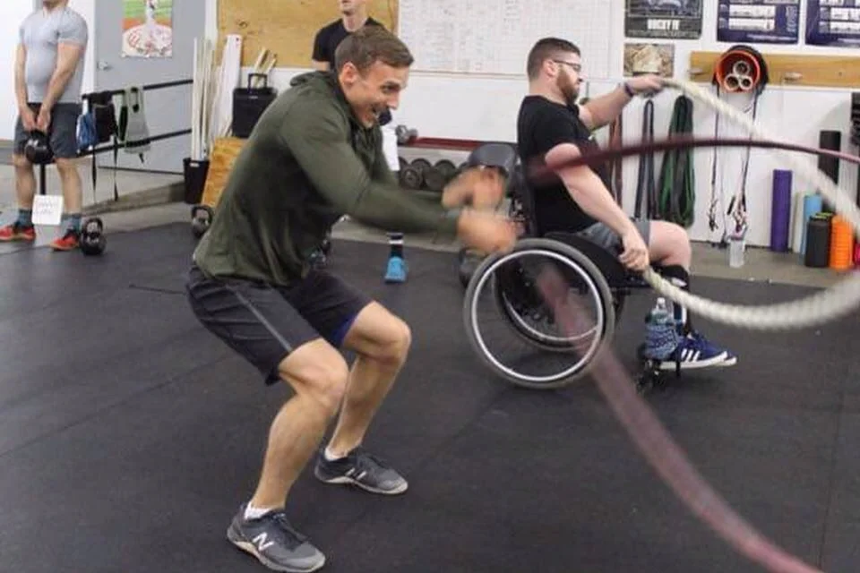 Training with my man Stefon, captain of the Stride Wounded Warriors Sled Hockey Team.