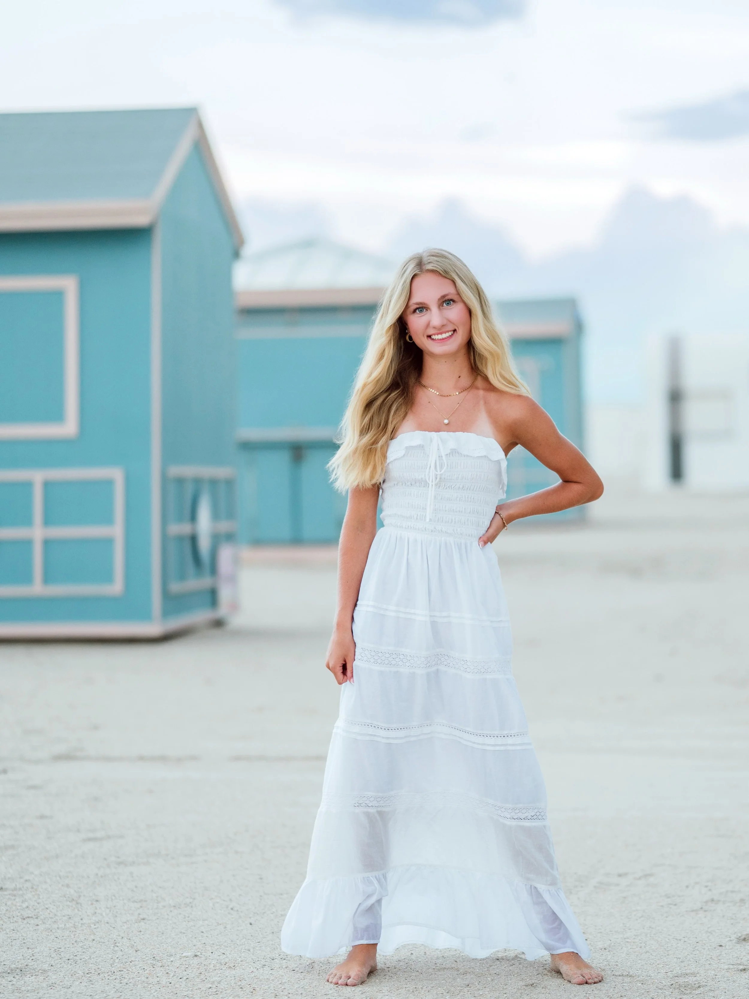 This is the Class of 2027 senior portrait session that almost didn&rsquo;t happen!  I drove down to Miami Beach to meet Hannah, but as soon as we stepped onto the beach sand, the sky opened up and it started pouring.  We ran for cover and huddled und