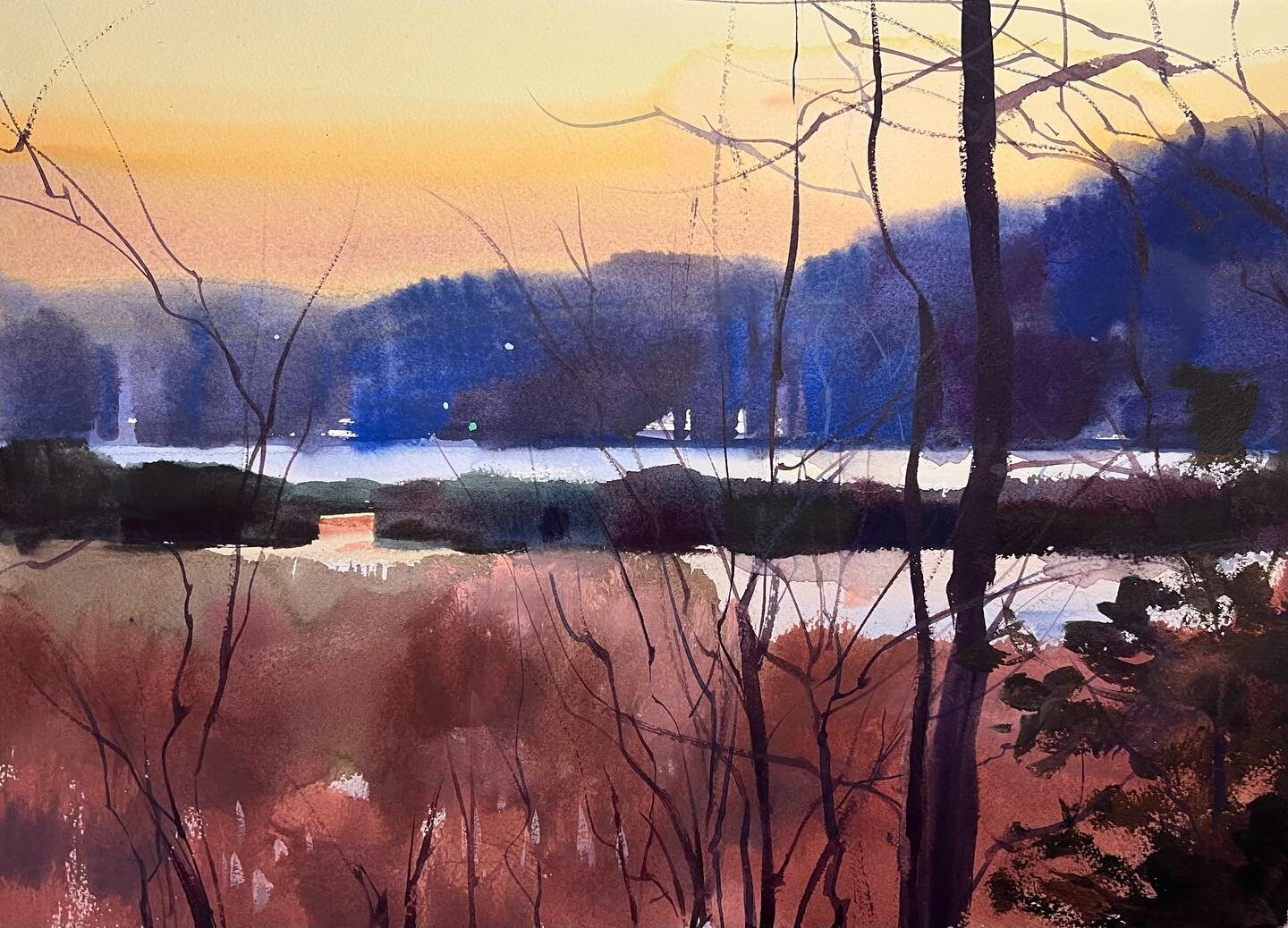 Vanderburg Cove, Rhinecliff NY. And the iconic keyhole train bridge.
Watercolor on Arches 140#
10.5 x 13.5