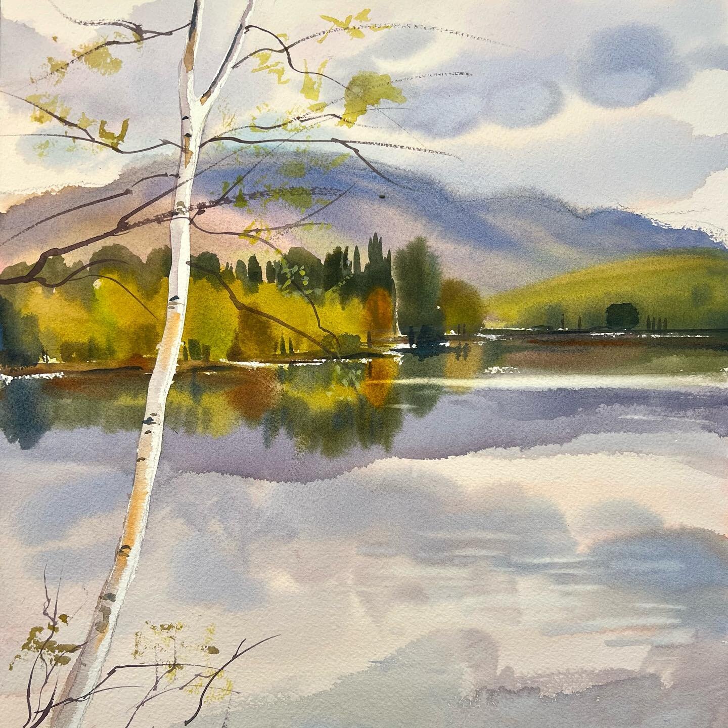 Birch Trees this week at Cooper Lake. Watercolor by Betsy Jacaruso.
Don&rsquo;t forget about our new evening classes Tuesdays 5:30-8:30pm