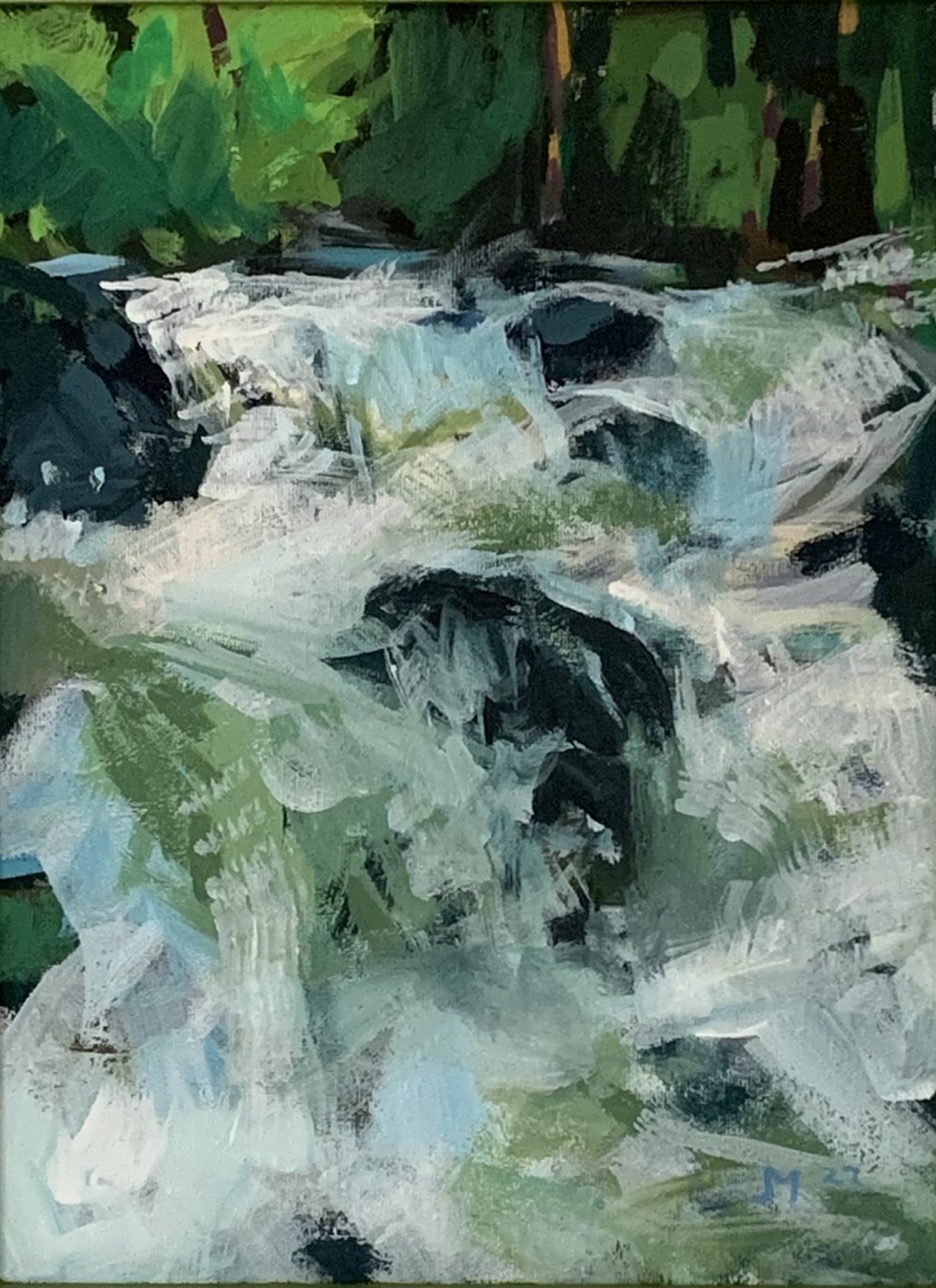 John McGiff, Dutchess Waterfall. Gouache on canvas, 9 x12 in.