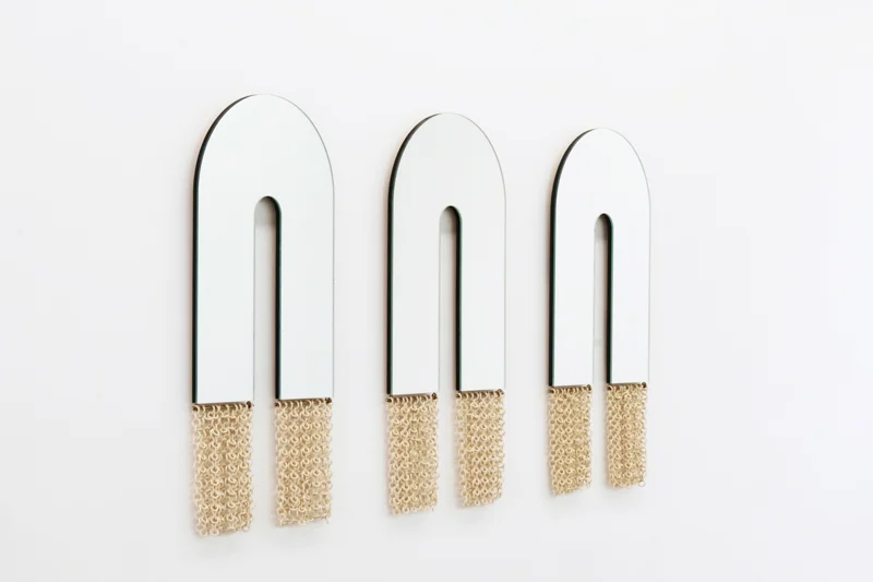 ARCHED MIRRORS WITH IVORY CHAINMAIL