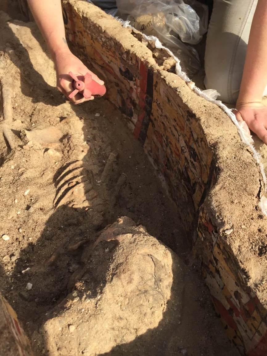 Fig. 9. Burial partially exposed during cleaning and consolidation. Photo: Wendy Doyon / North Abydos Expedition © 2019