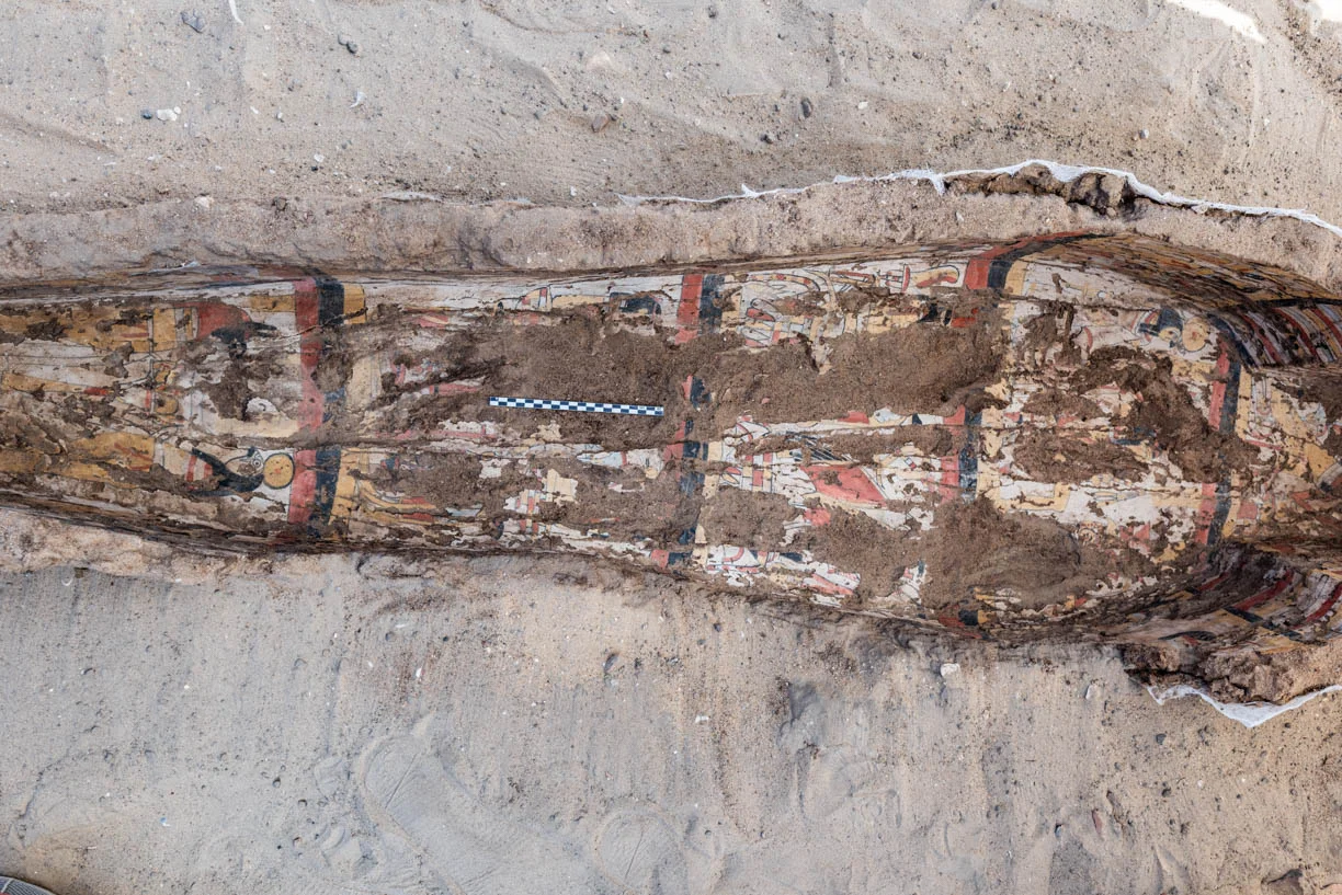 Fig. 17. Interior view of the coffin after documentation and removal of the skeletal remains for scientific analysis in the Expedition’s bioarchaeology collections lab. Photo: Ayman Damarany / North Abydos Expedition © 2019