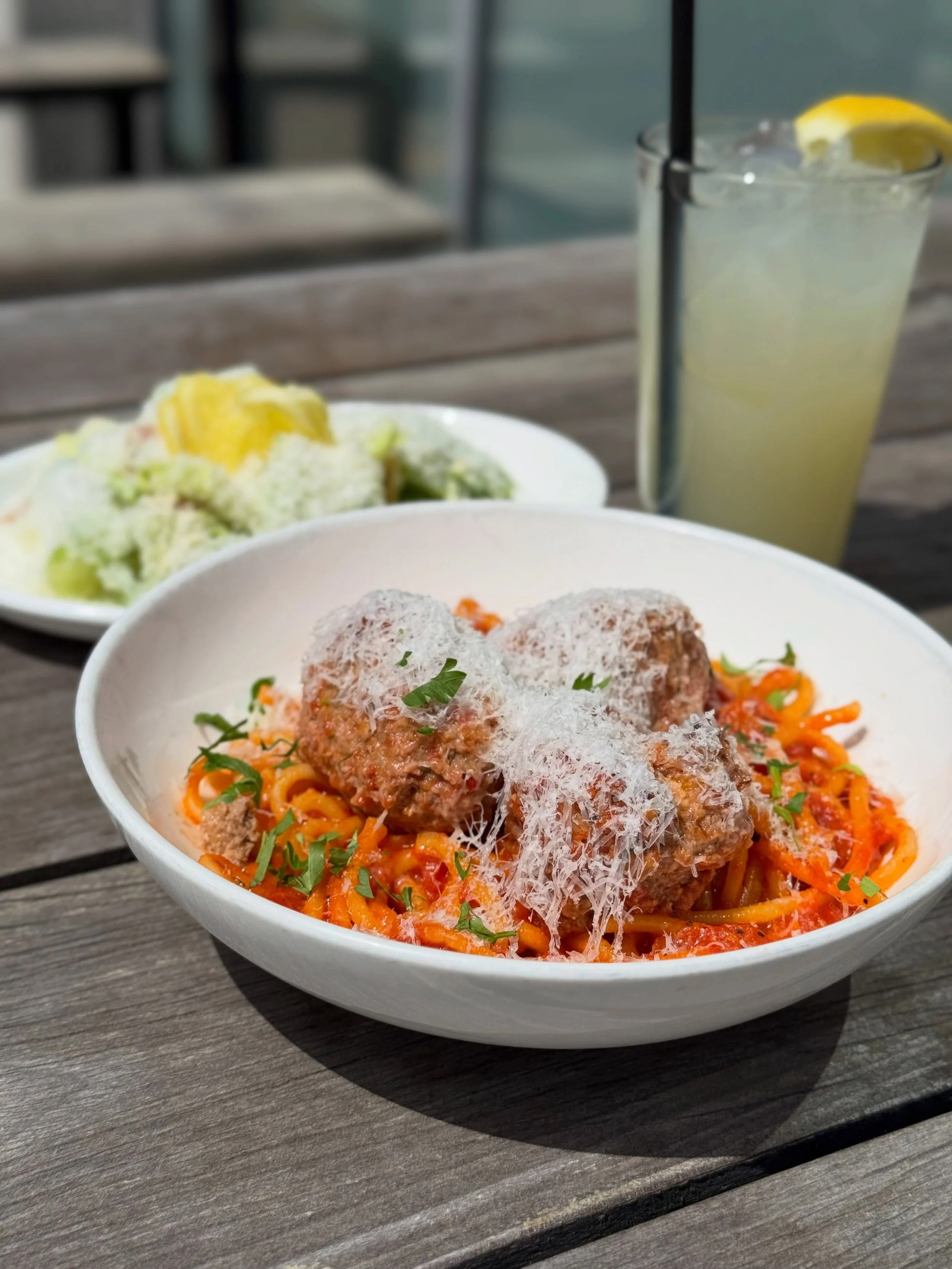 Come through for an amazing lunch rush special! Mac + Cheese or Spaghetti + Meatballs w/ a side Caesar and NA bev! Only $15, and starts at noon! 🍝 ✨ 

The best lunch rush deal in PDX is here every day from 12pm-3pm. See you soon pasta lovers! ❤️ 
&b