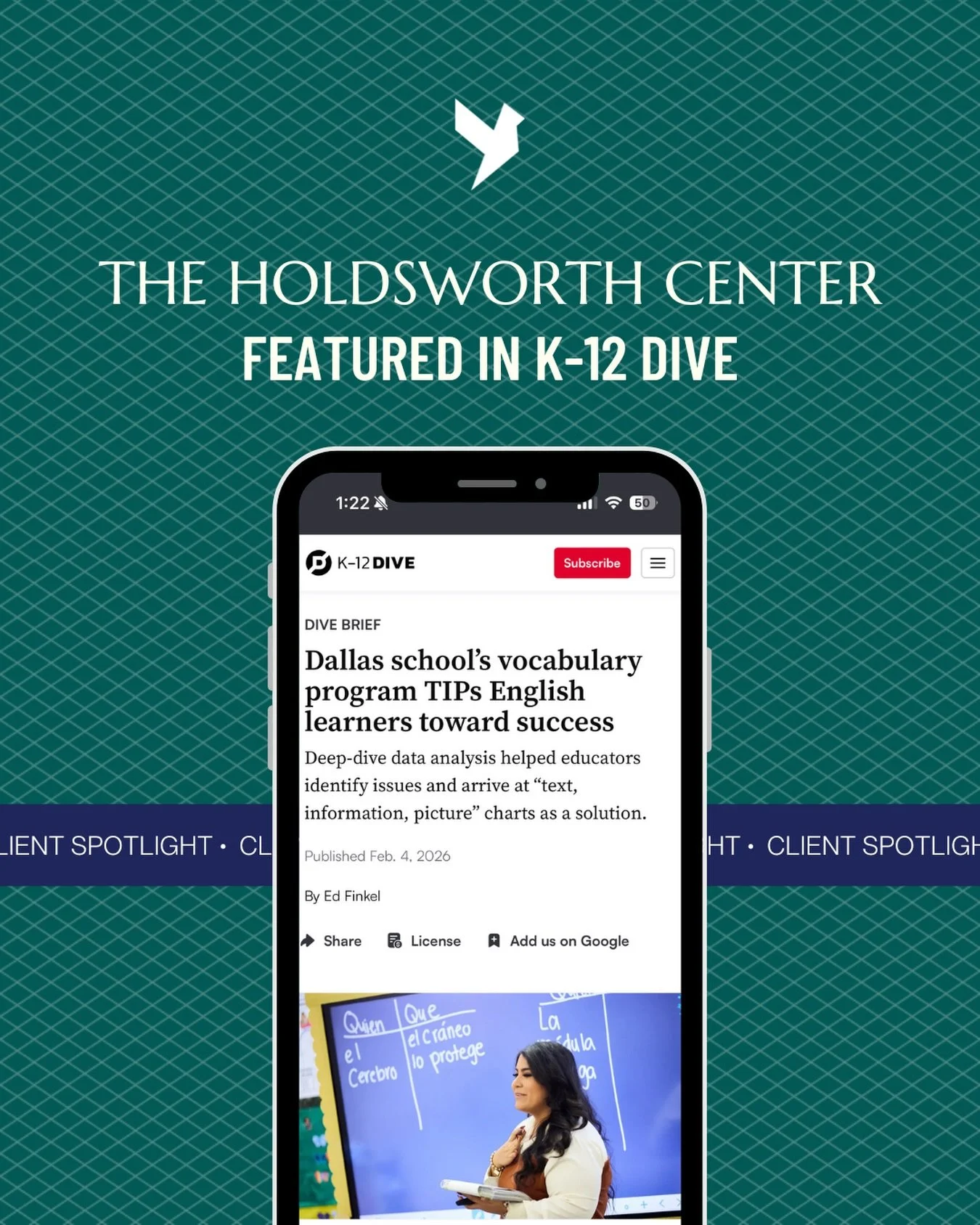 K-12 Dive recently highlighted the incredible success @dallasisd&rsquo;s Brashear Elementary achieved through its partnership with our client, @holdsworthcenter. Together, they transformed outcomes for English learners through an innovative vocabular