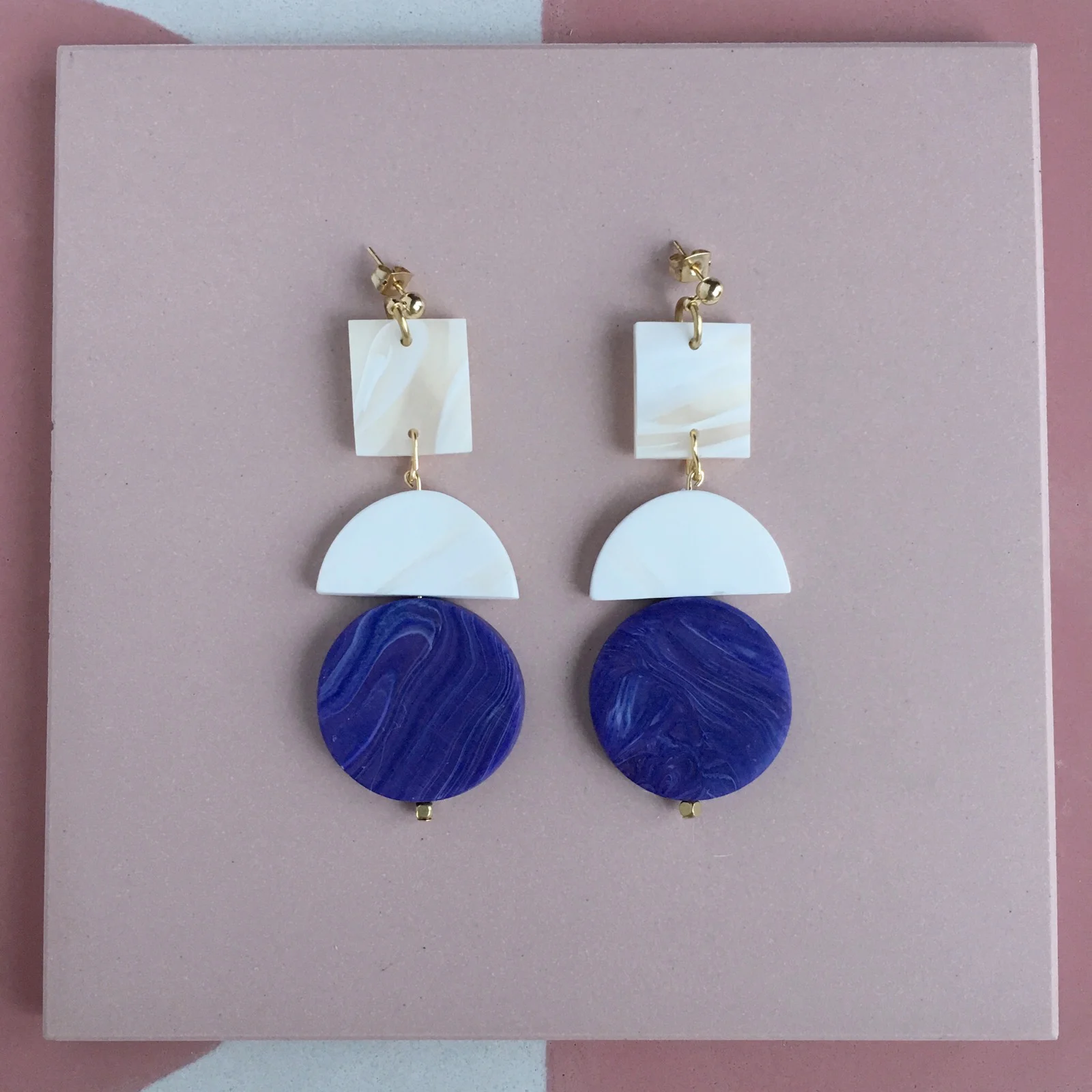 Object Earrings - Purple &amp; White