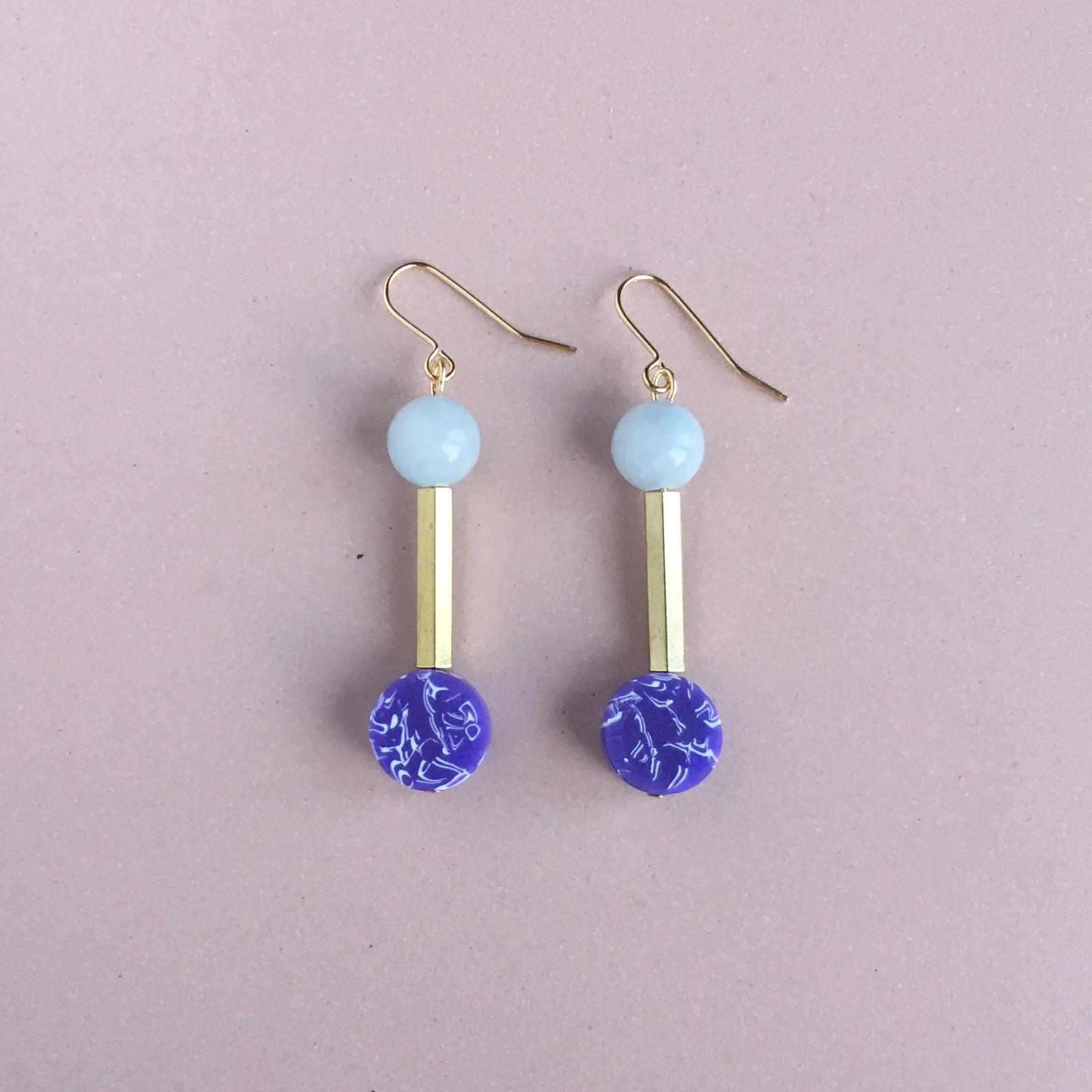 Drop Earrings - Jade and Purple