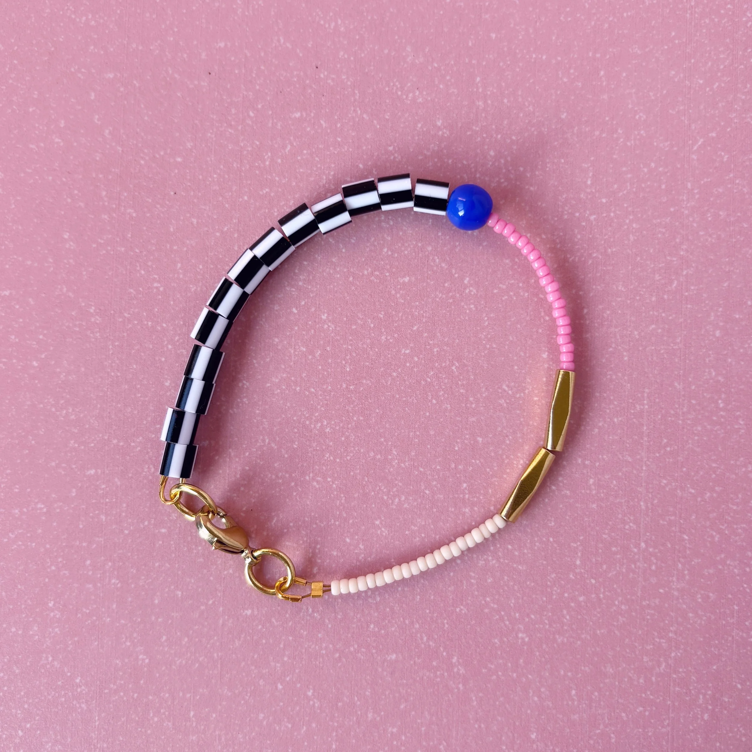 Colourful Beaded Dot Bracelet - Cobalt and Pink