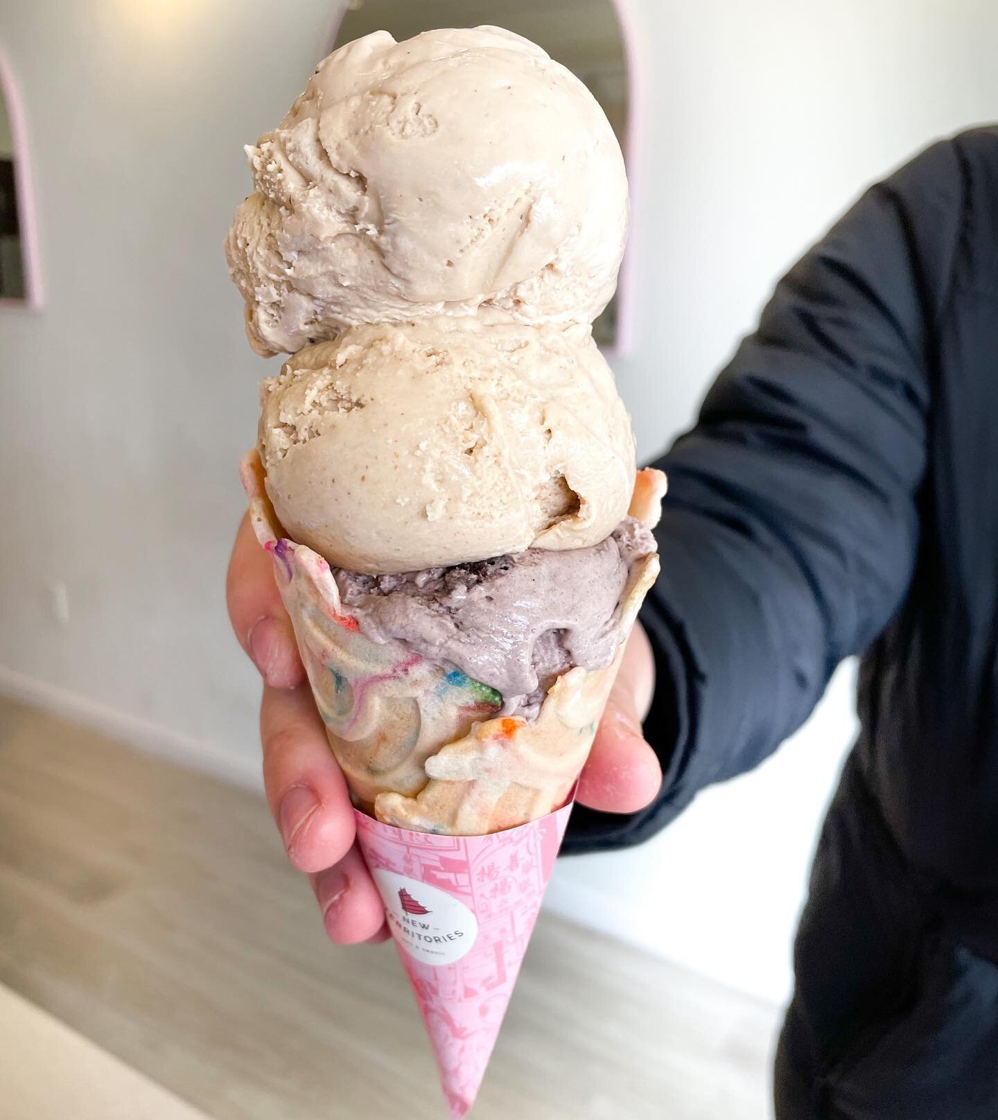 What does your triple scoop look like? 🍨 this is Cookie Dough Oreo, Like Tokyo Banana 🍌, and Earl Grey on a birthday cake cone 

Earl Grey has now taken the bench seat to allow us to introduce THAI TEA. A popular flavor this week! Tag your Thai Tea