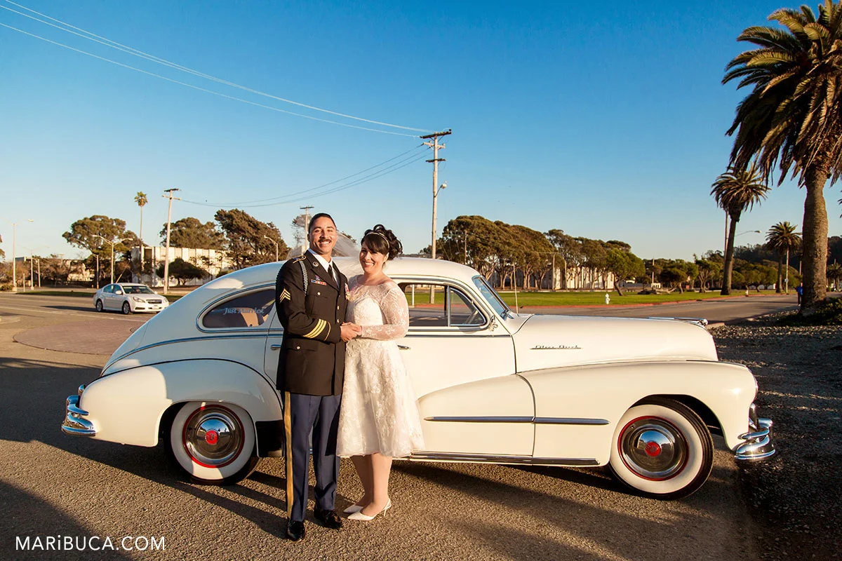 The best day for the newlyweds' couple who just married,. they enjoy each other in the treasure island
