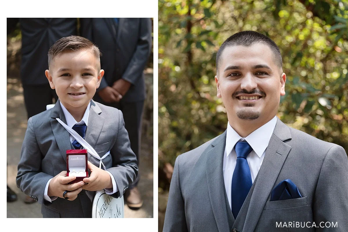 expecting the bride for wedding ceremony. The son and dad as groom in the wedding,