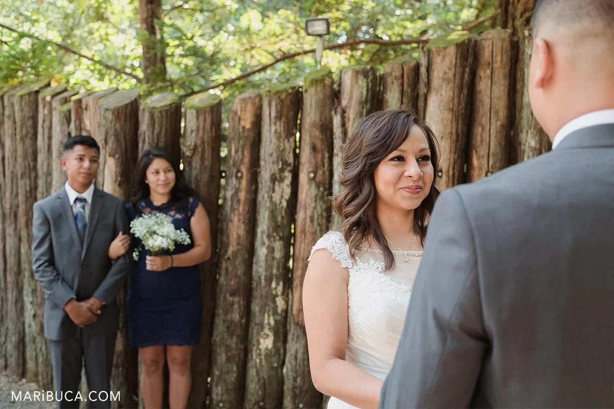 bride so excited and look at her future husband