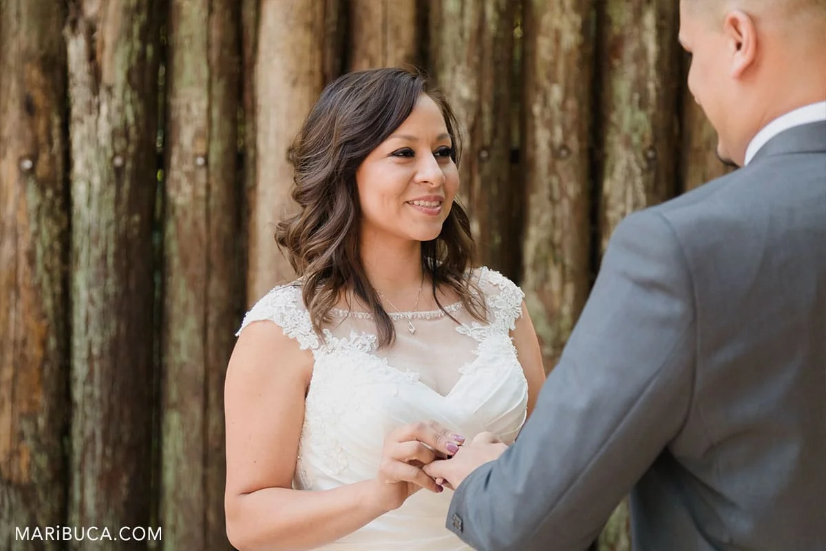 happy and beautiful portrait of the bride in the ceremony