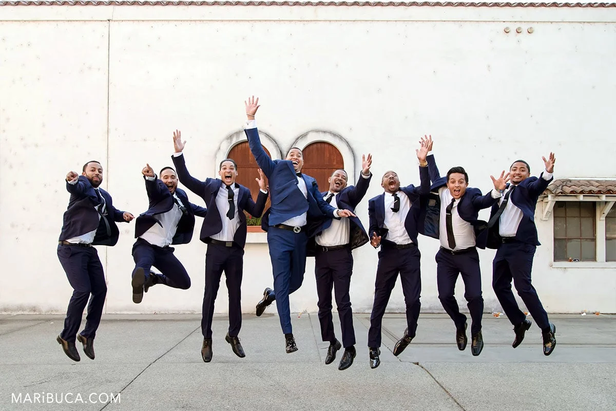 Just jump in the funny wedding with the groom, best man and wedding party.