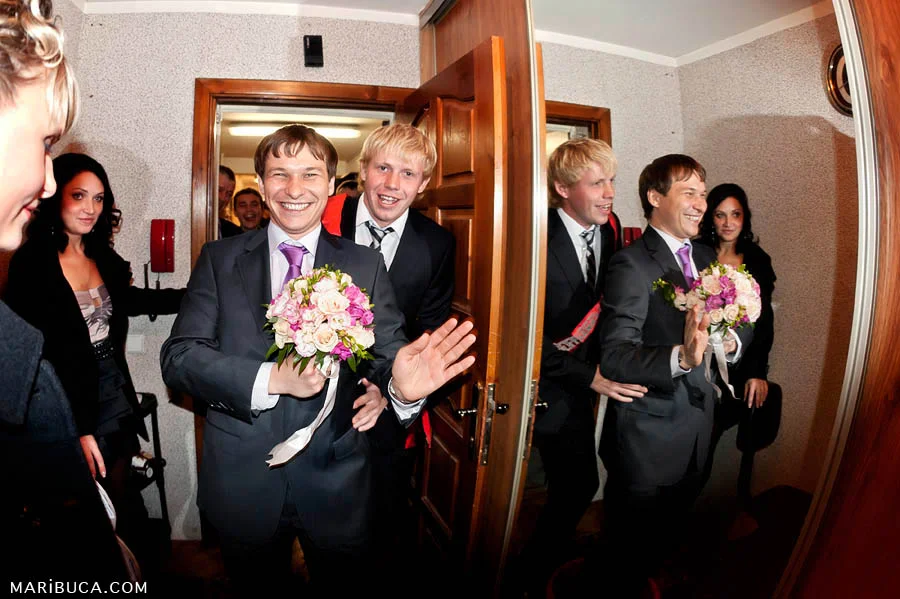 Groom with groomsmen came to buy the bride