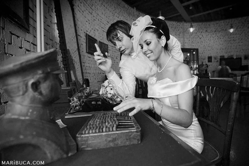 Retro style of the image the newlywed couple in the bay area, california