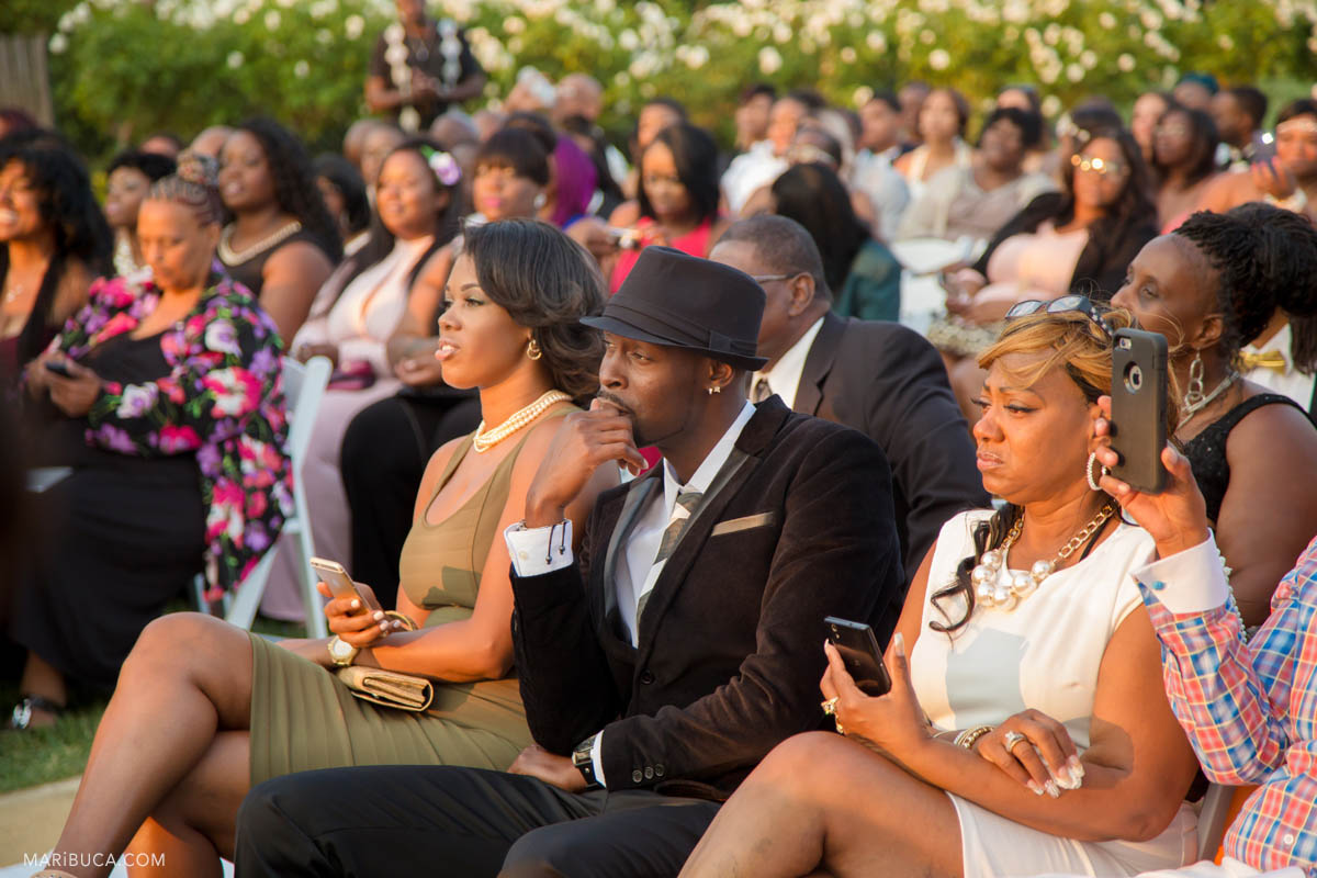 Everybody are waiting the wedding ceremony and look at the amazing couple.