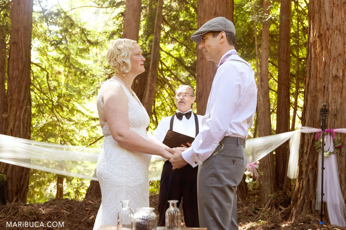 Groom and bride ready to kiss each other after they said I do in their wedding ceremony