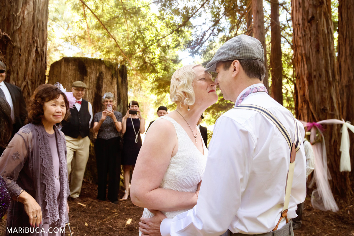The bride excited and has overwhelming emotions before ceremony in Los Gatos