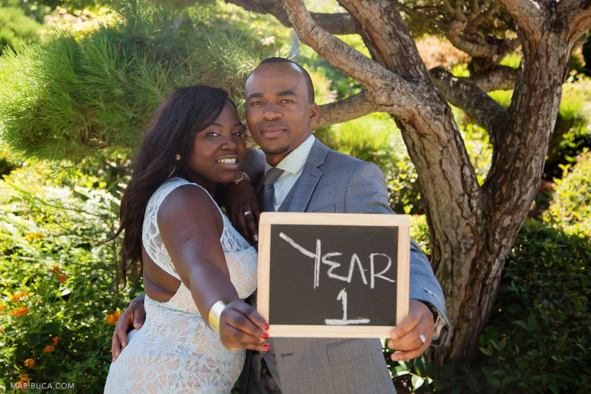 Newlyweds celebrates happy 1 year anniversary wedding in the Hayward Japanese Garden.