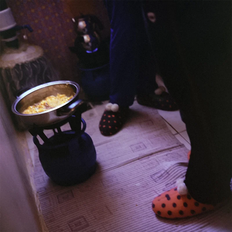 Eggs and tea for breakfast.