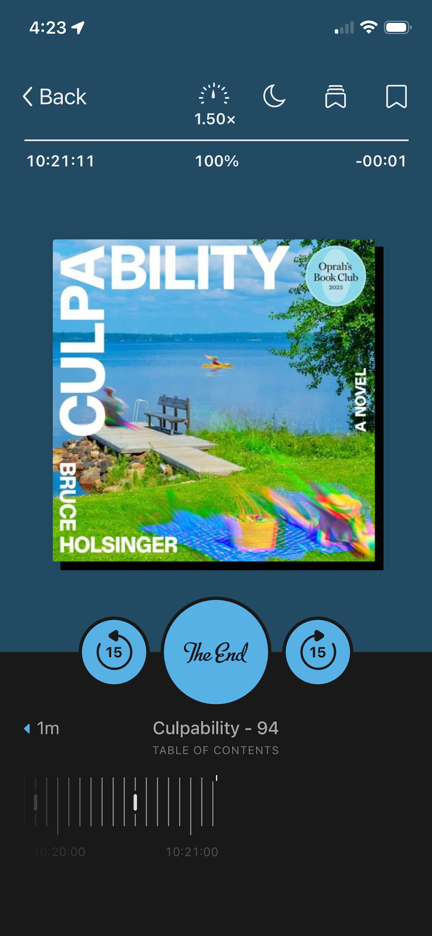 A screenshot of the book Culpability by Bruce Holsinger in the Libby app.