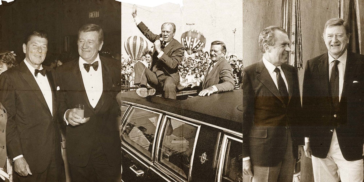 John Wayne with Ronald Reagan, Gerald Ford, and Richard Nixon. Photos courtesy of John Wayne Enterprises
