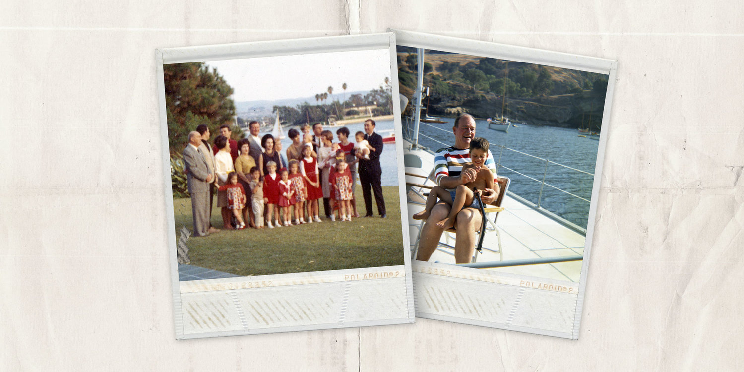 The Wayne Family at their home in Newport Beach, California, posing for their Christmas card photo in 1965. John Wayne and Ethan Wayne aboard the family boat the Wild Goose at Catalina Island, California, in the mid 1960’s. Photos courtesy of John Wayne Enterprises