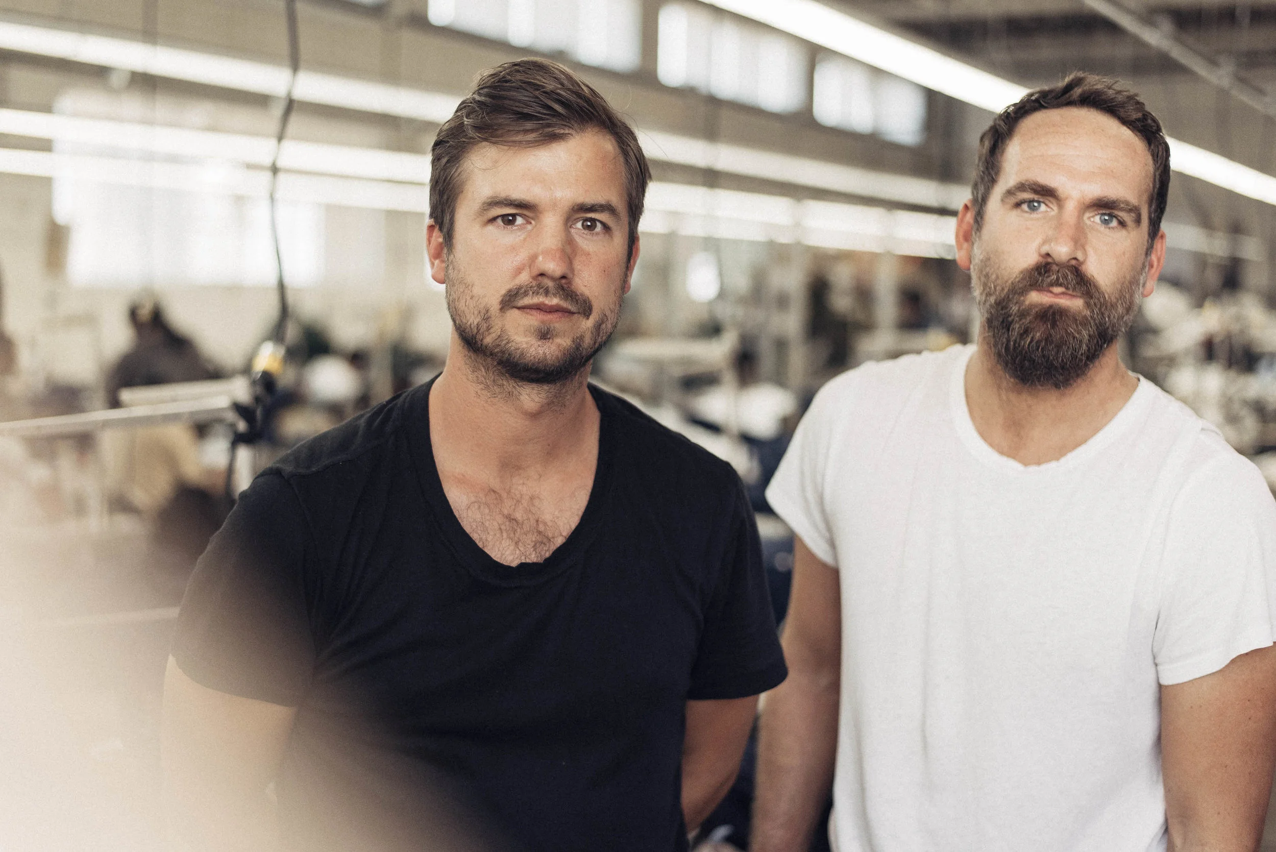 Buck Mason co-founders Sasha Koehn and Erik Allen Ford.