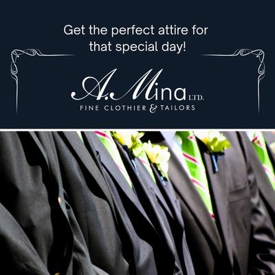 Make sure you and your groomsmen look your absolute best!!! 💙 We have a great selection of suits for your big day! ⛪️ 
#AMinaClothier #CustomWeddingSuits