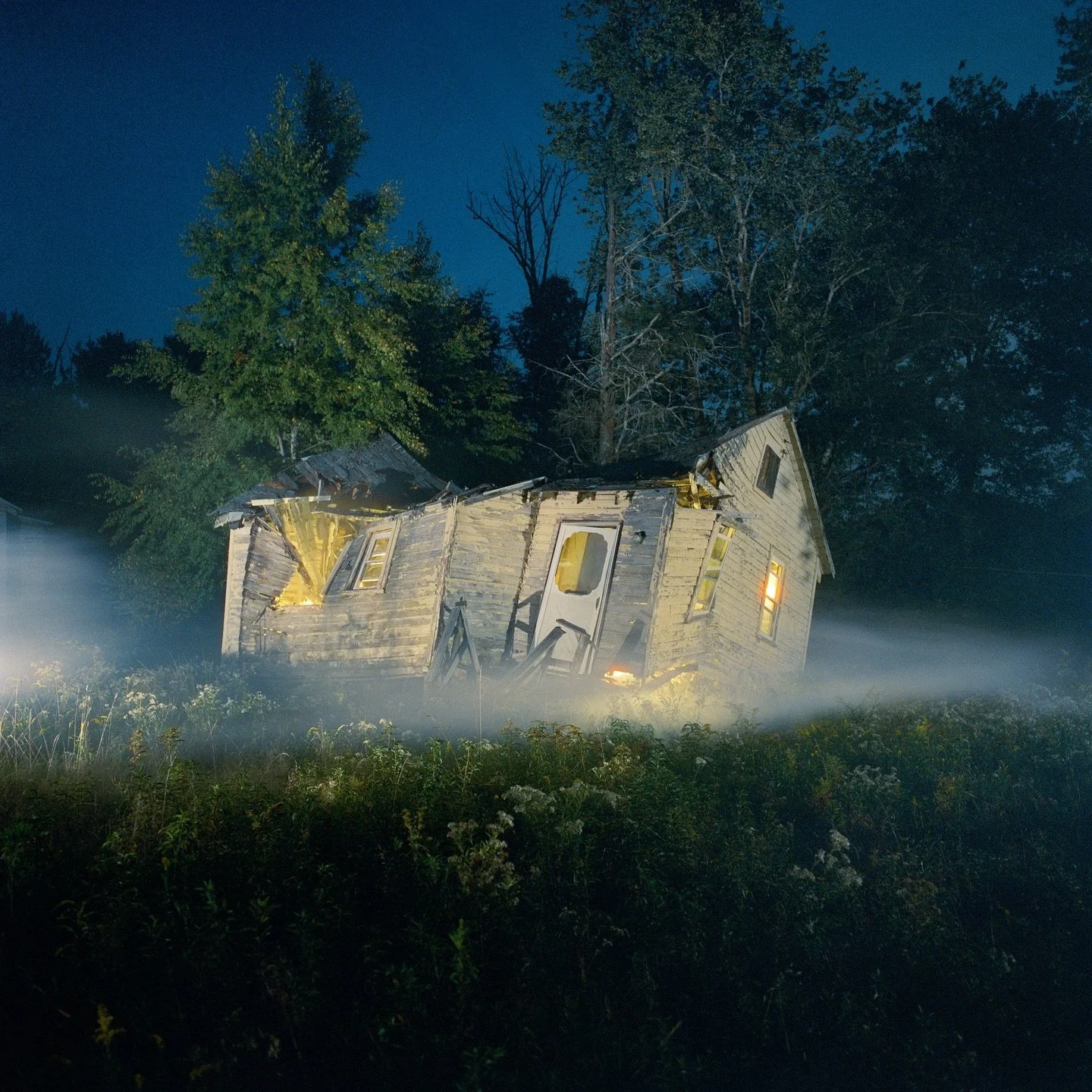 A pair of bungalows 

I: Regal Wankref Colonies under moonlight, Mountain Dale NY, October

II: Vistula Bungalow Colony at dusk, Greenfield Park NY, June