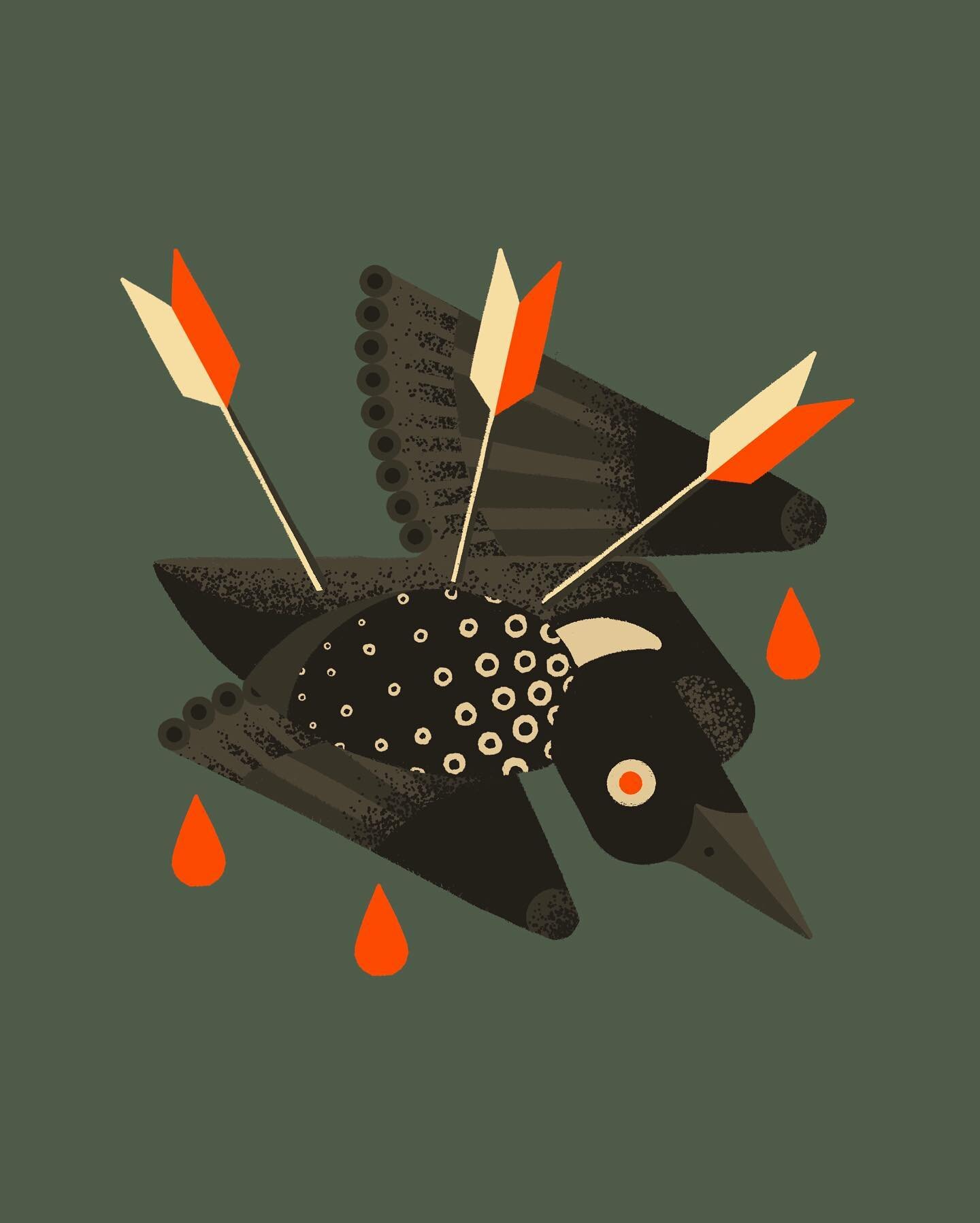 A Wounded Loon🩸🏹🩸
&bull;
&bull;
&bull;
#loon #birdillustrations #graphicart #arrow #woundedbird #designandillustration #waterfowl #animalillustration